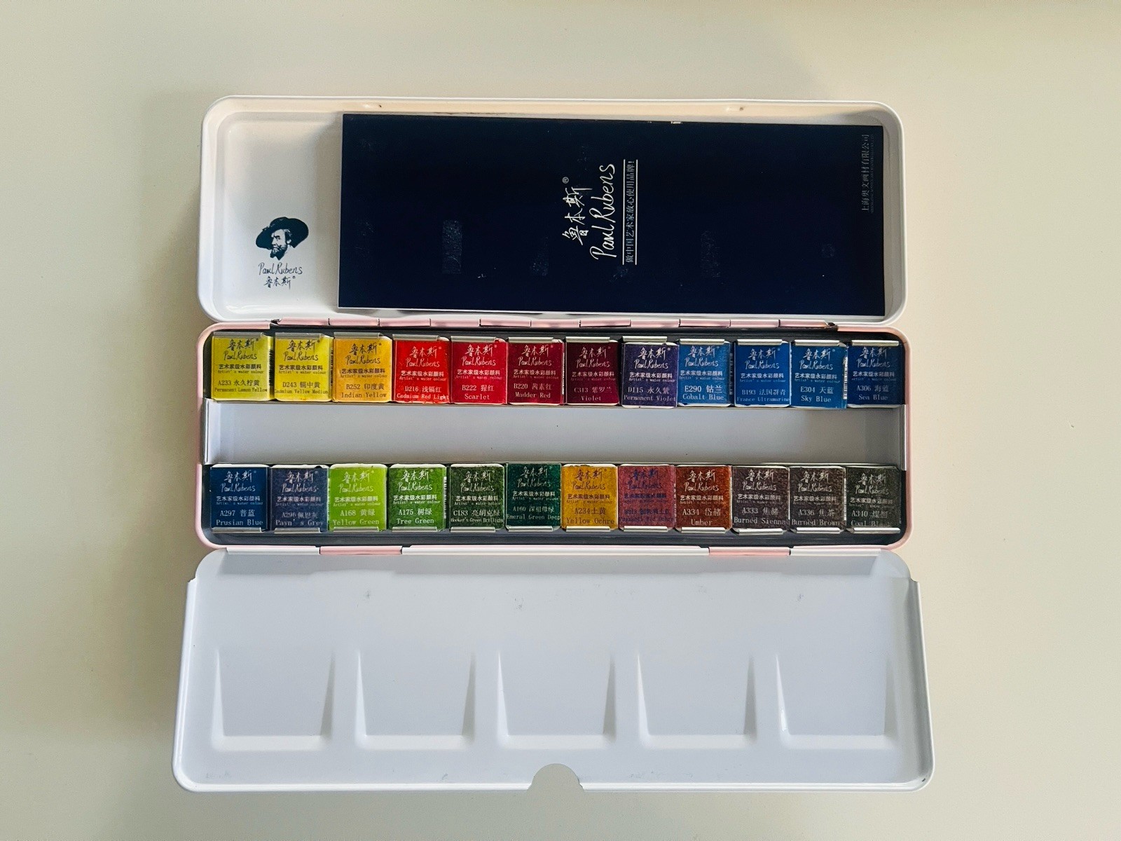 24 Colors Paul Rubens Watercolor Paint Artist Grade Solid Cakes Travel Pocket