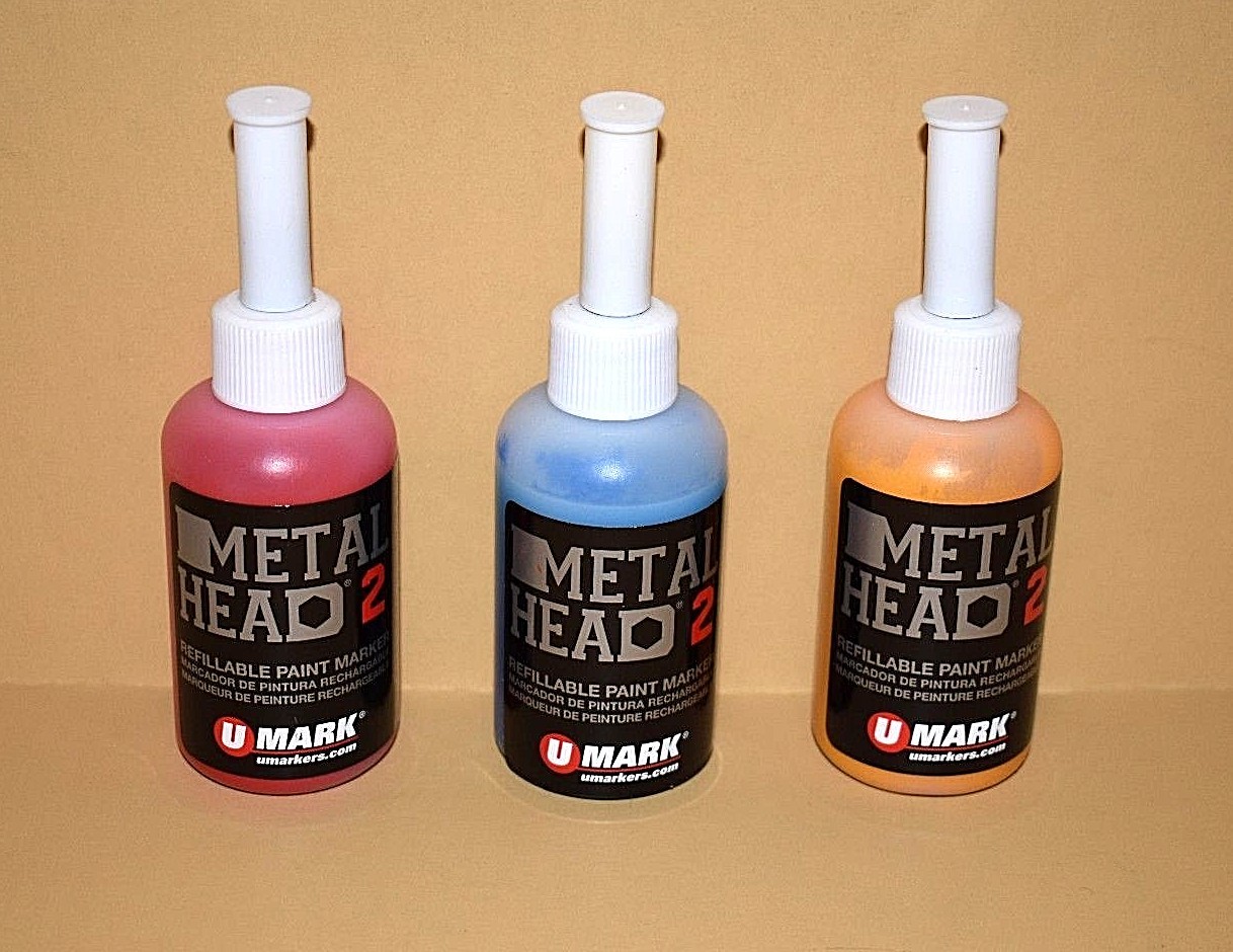 3 Metal Head Paint Marker 2 Oz Red Yellow Blue Metal Marking Auto Salvage Craft