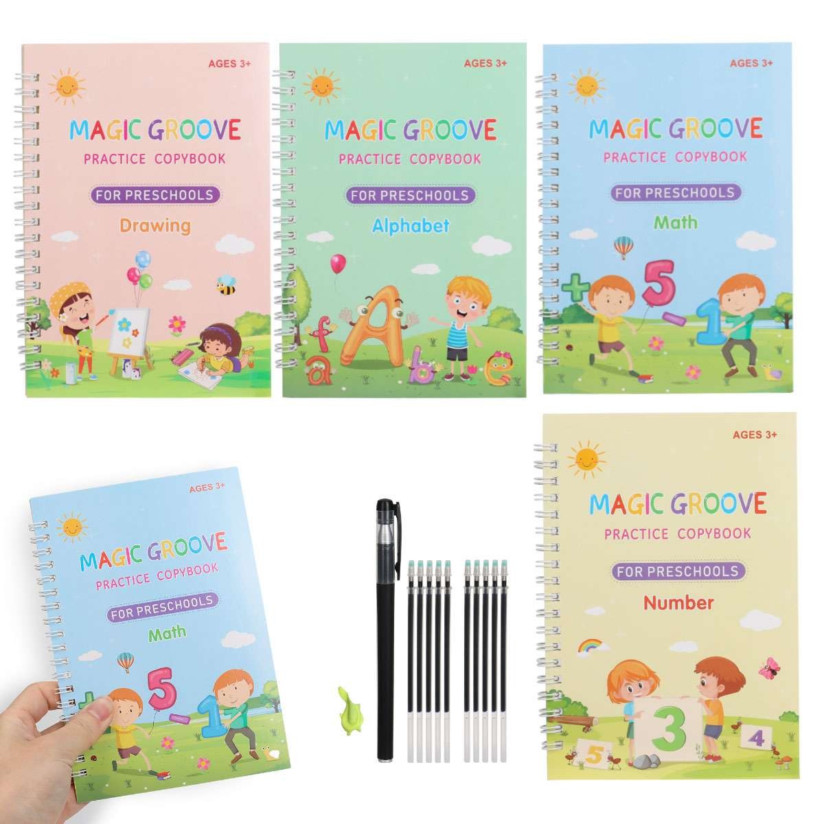 32Pcs Magic Practice Copybook Groove Children Reusable English Writing Book kids