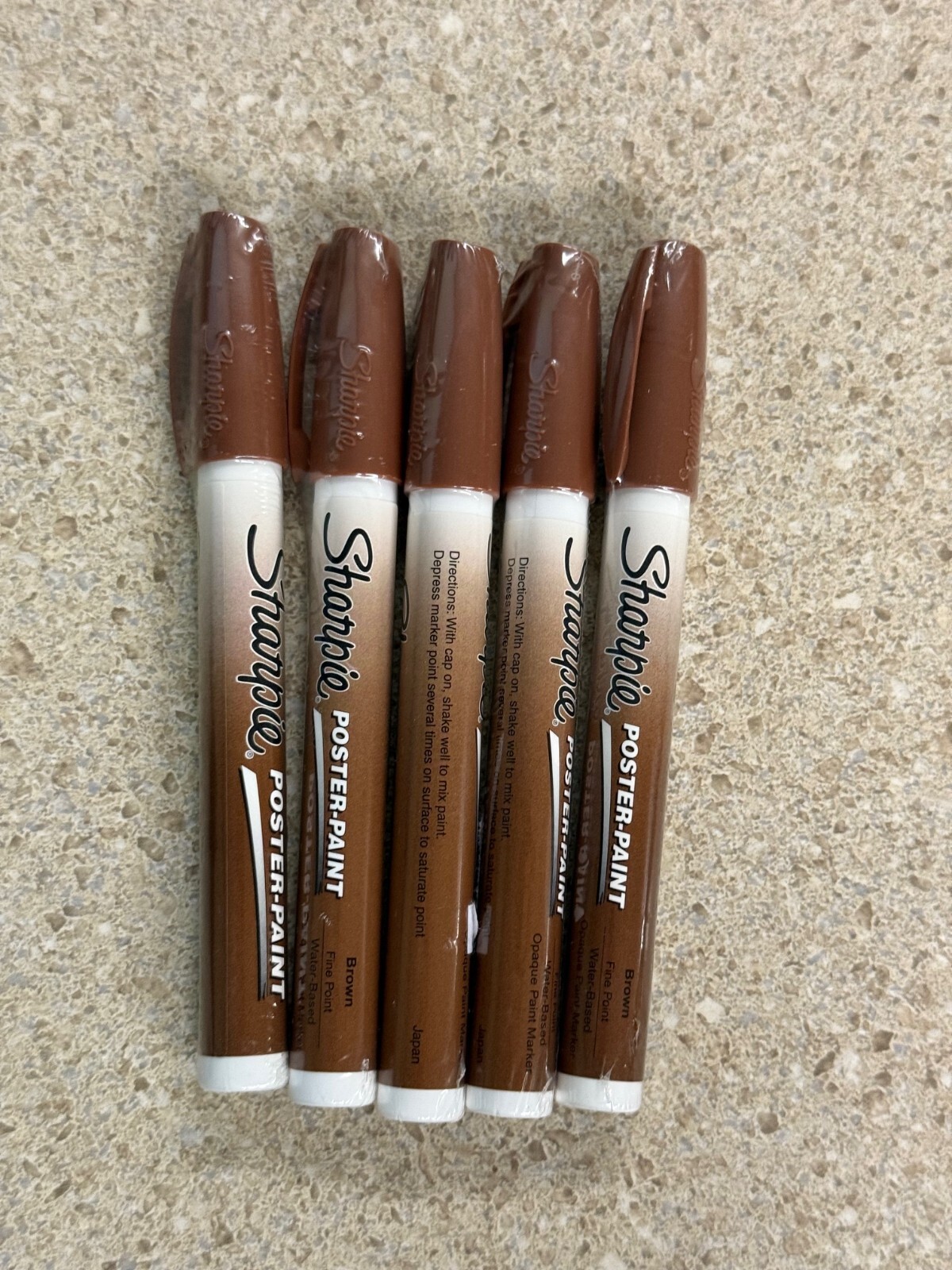 Lot of 5 Sharpie Water-Based Poster Paint Marker Fine Point Brown New