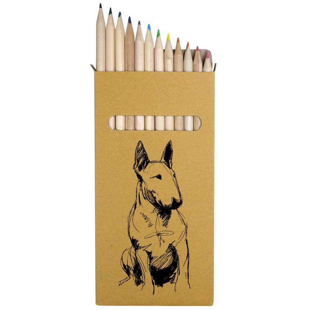 12 x ‘Bull Terrier Portrait’ Long Colour Pencils (PE00094037)
