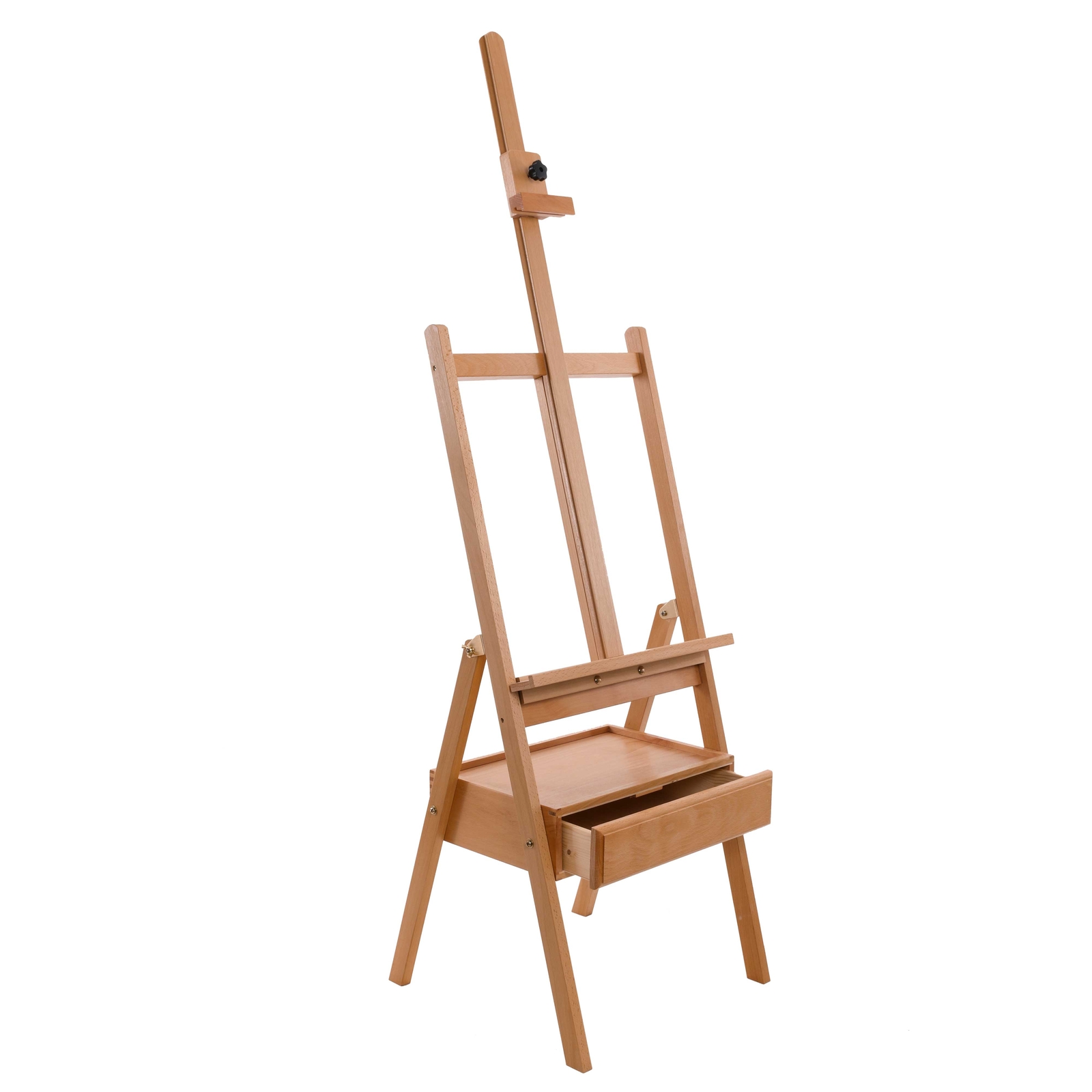 U.S. Art Supply Wooden H-Frame Studio Easel with Artist Storage Drawer, 75″ Mast