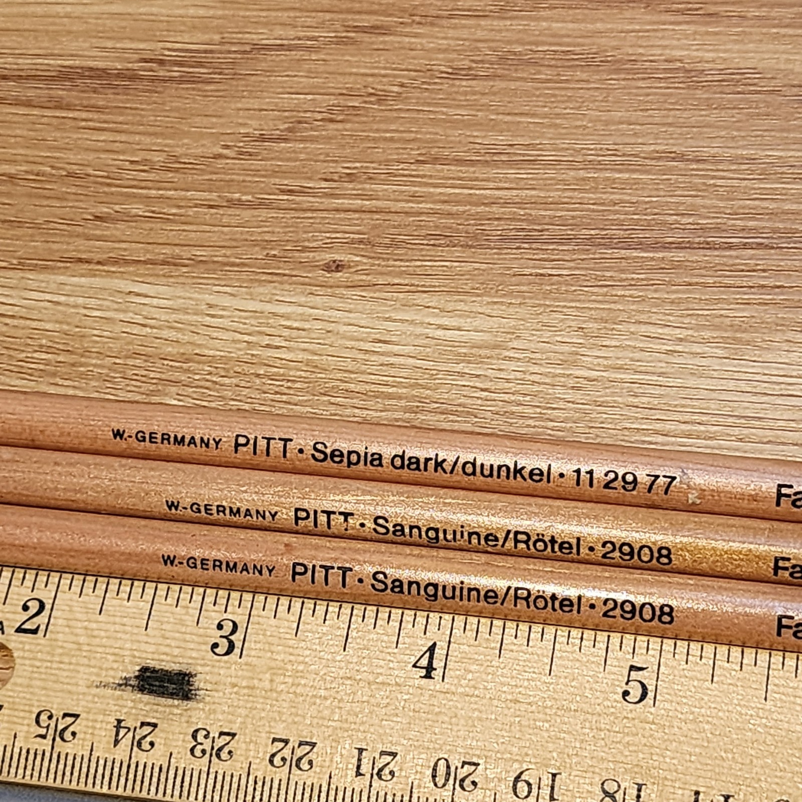 3 Vintage West W Germany Faber-Castell Pitt Pastel Pencils Sanguine & Sepia Dark