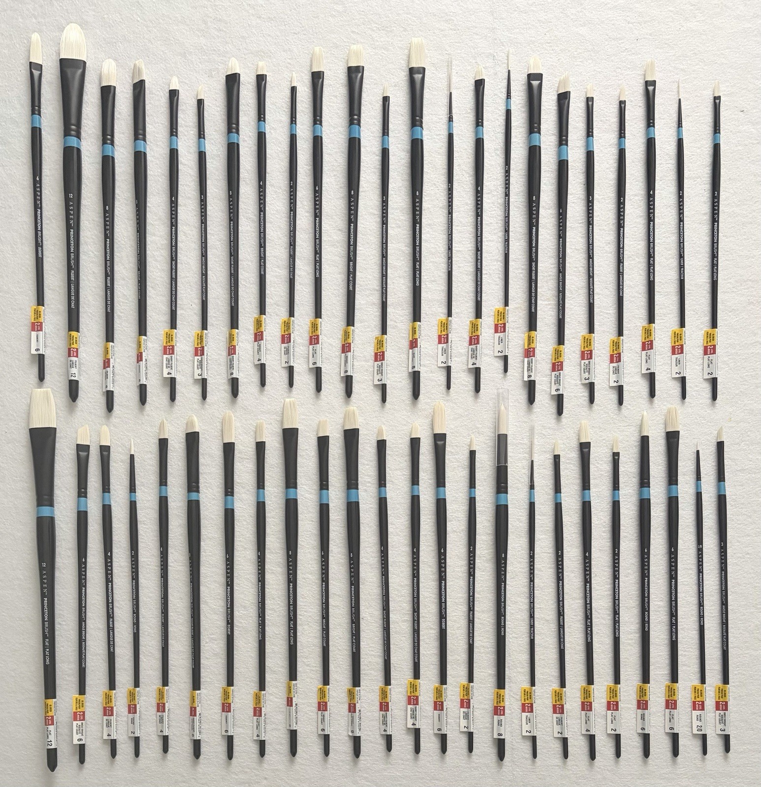 (44) Princeton Aspen Long Handle Synthetic Oil /Acrylic Paint Brushes – NEW