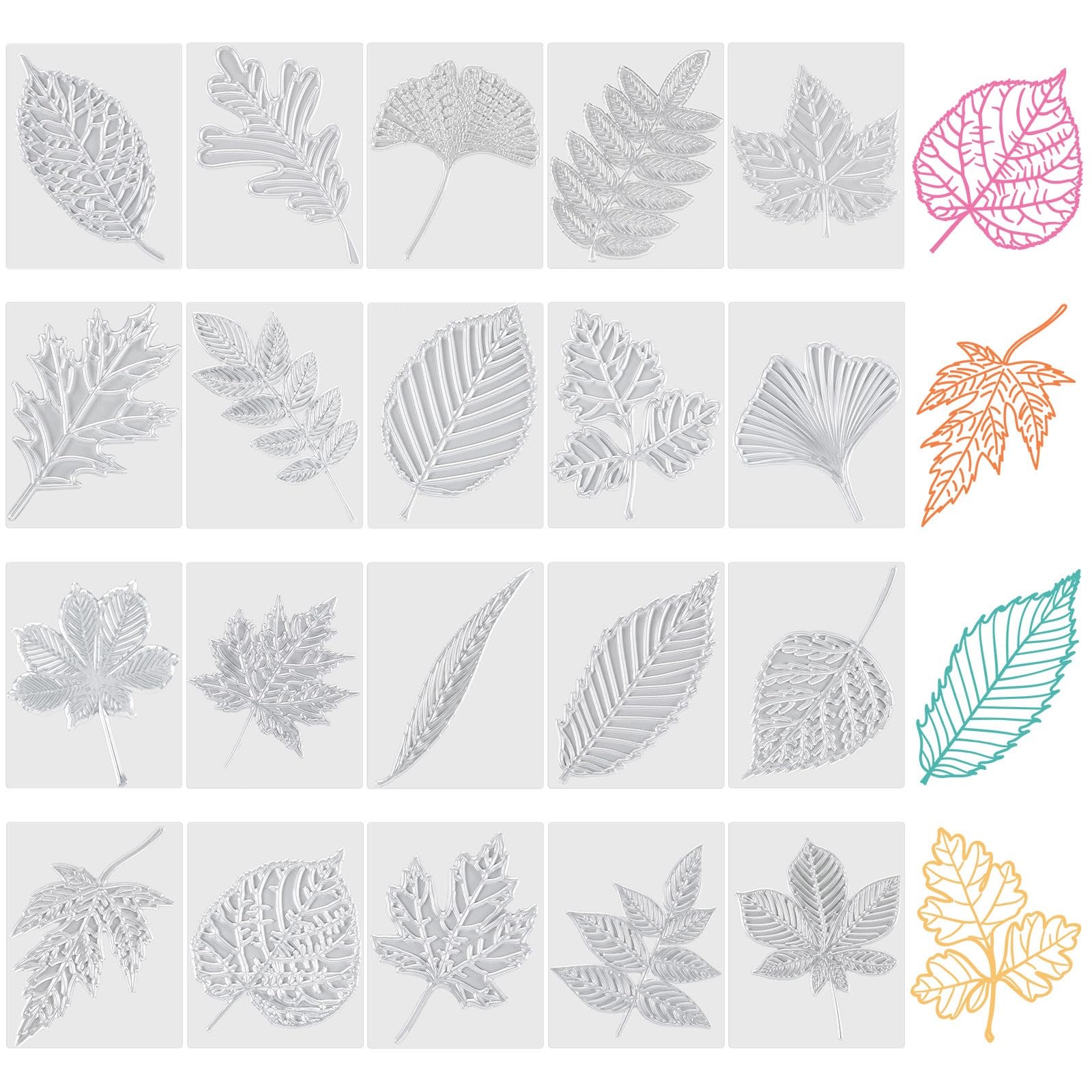 20 Pcs Leaf Rubbing Plates 3.94 x 5.12 Inches Texture Art Supplies Texture Pl…