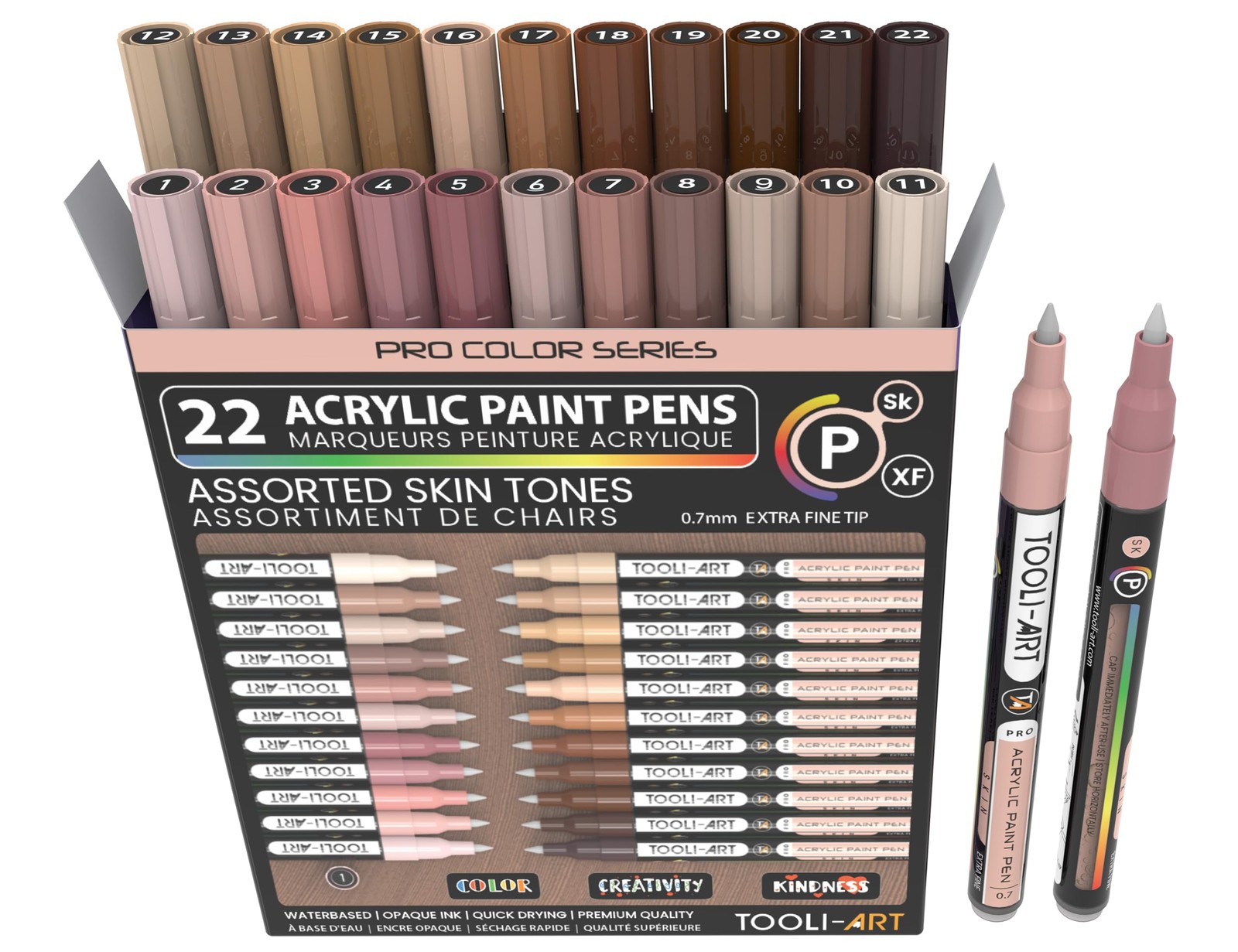 Acrylic Paint Pens 22 Skin Tones Assorted Pro Color Series Markers Set 0.7mm