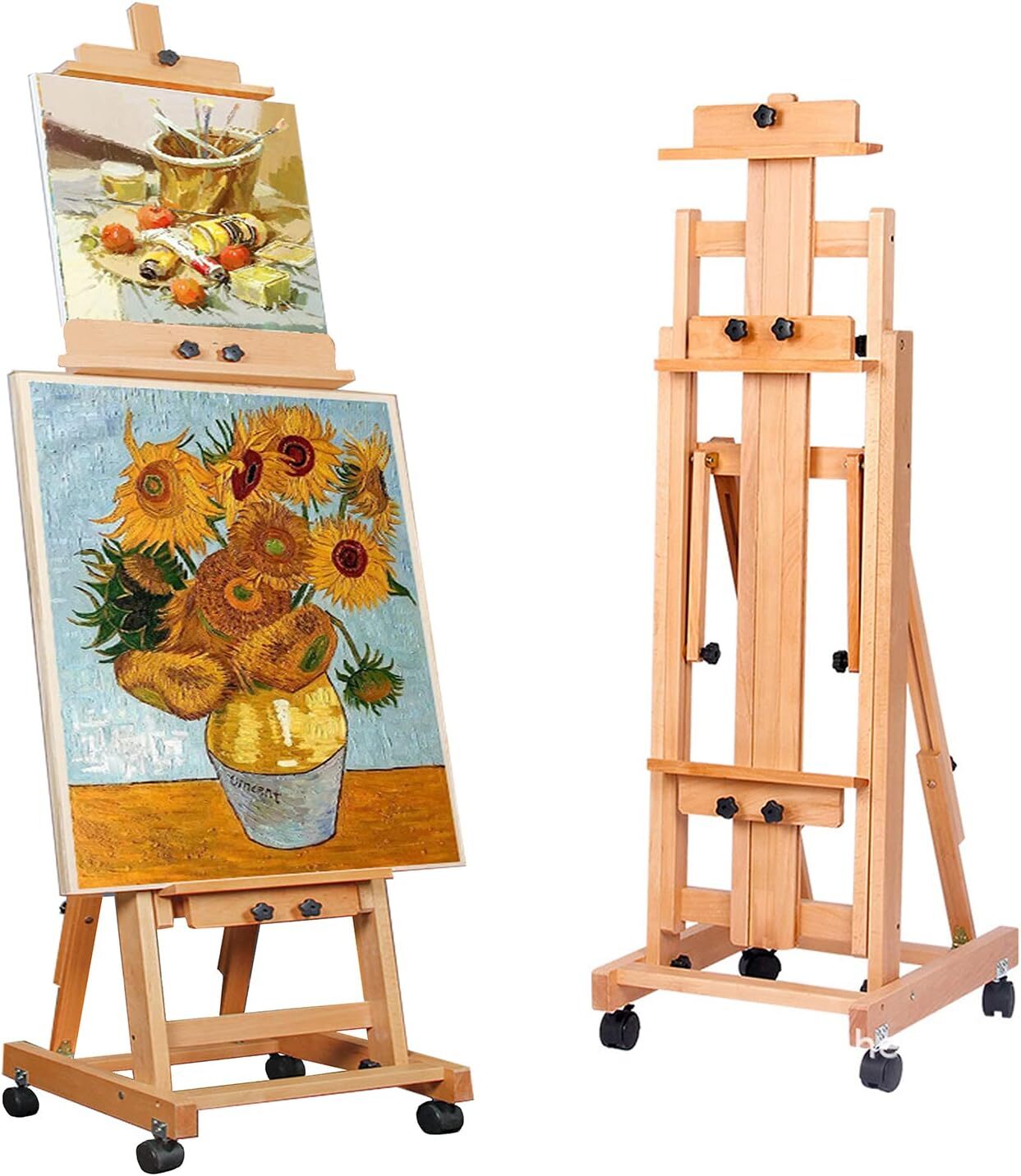 Painters H-Frame Wooden Easel Adjustable Artist Floor Easel Stand Up to 87in