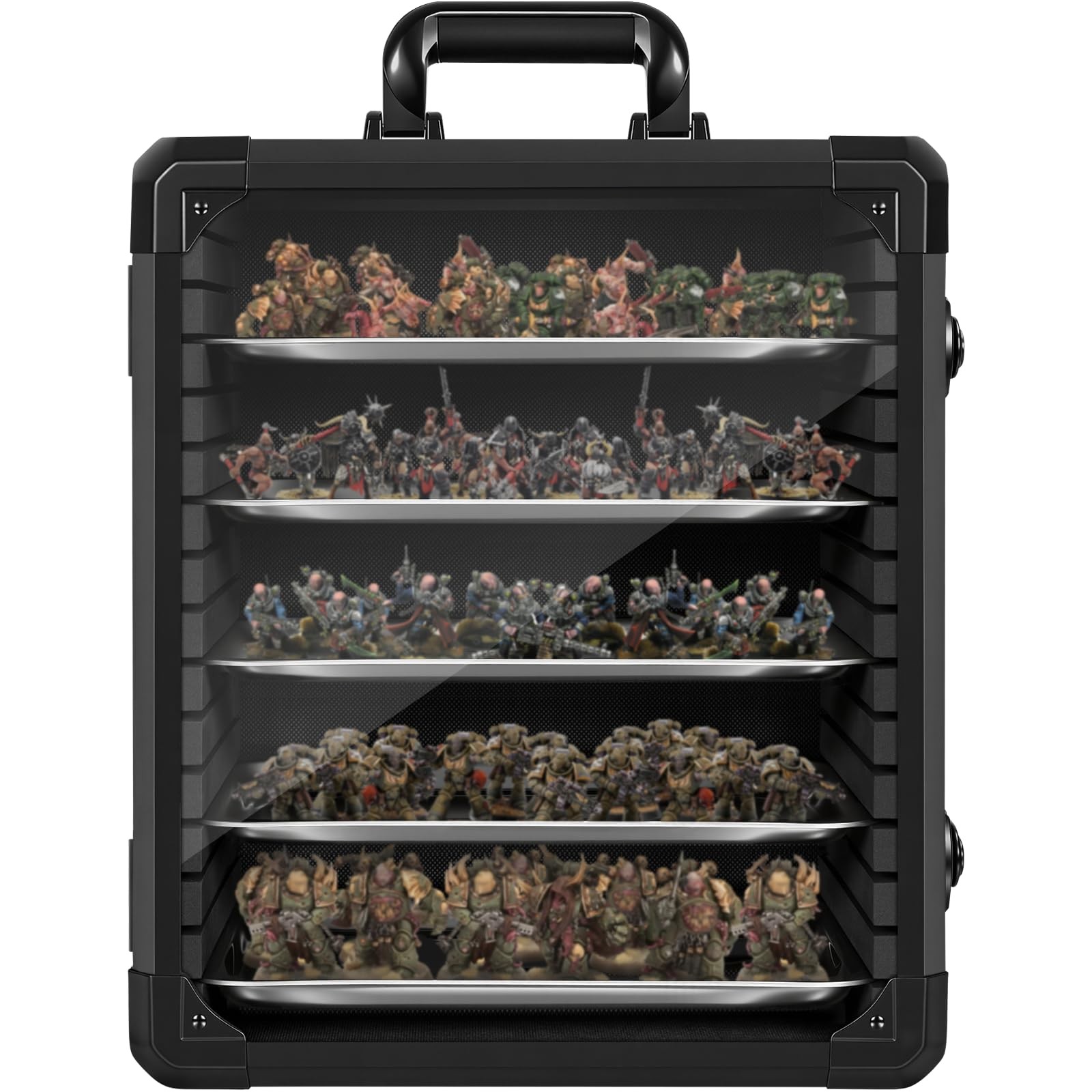 Miniatures Storage Case Aluminum Alloy Frame Lock Large Black WELIDAY Transport
