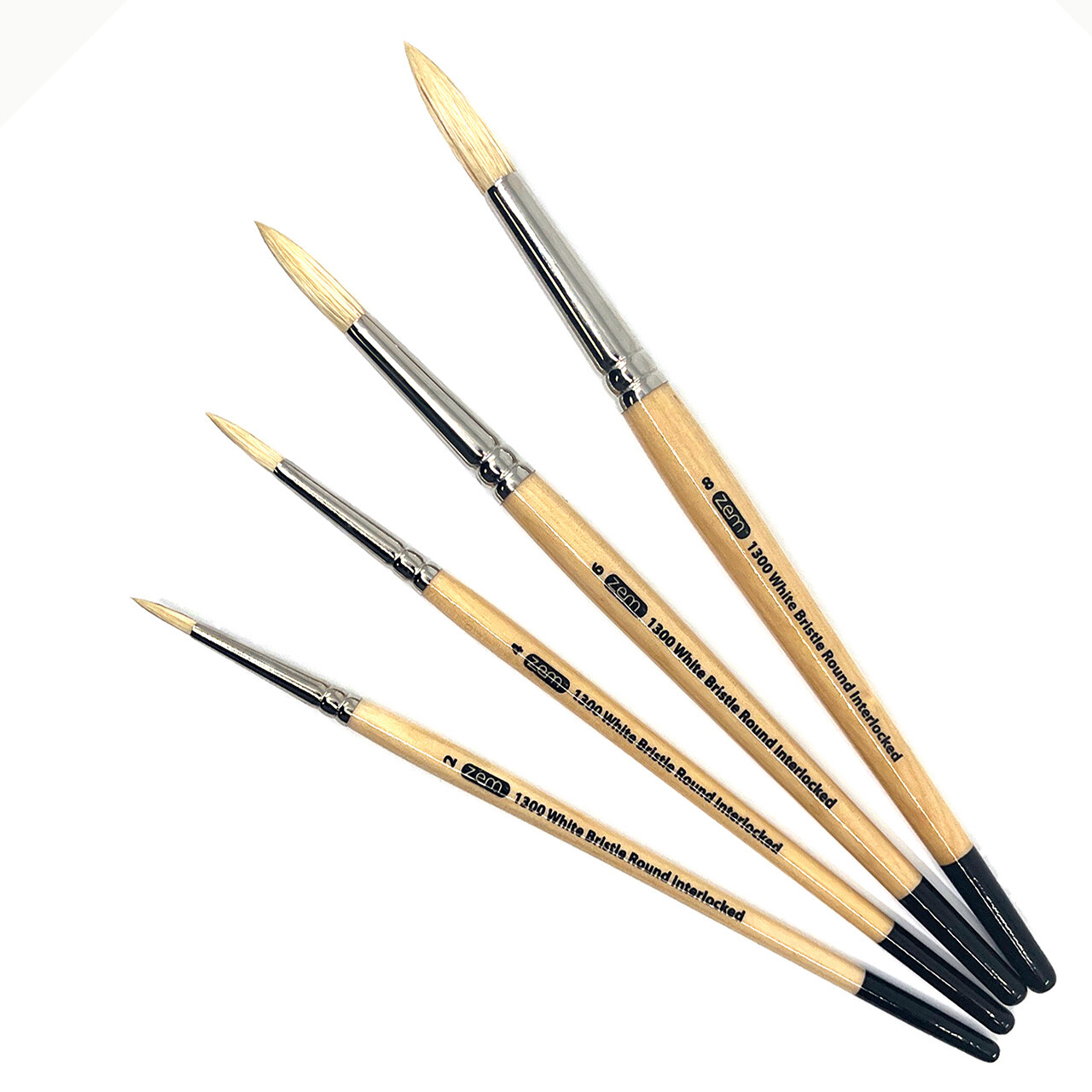 AS-122 White Hog Bristle Rounds Brush Set 4 pcs