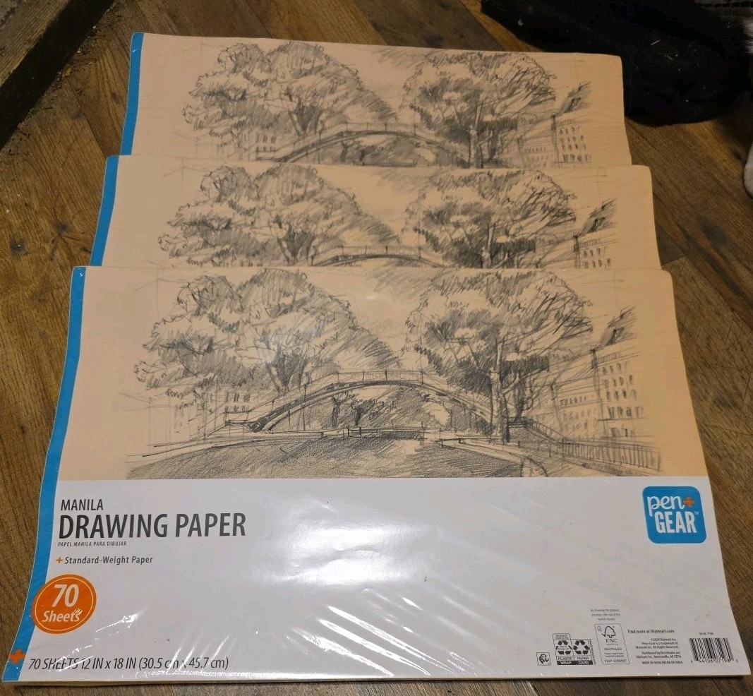 Lot Of 3 Pen + Gear Standard Weight Paper Sketch Pad 70 Sheets 12 X 18 Drawing