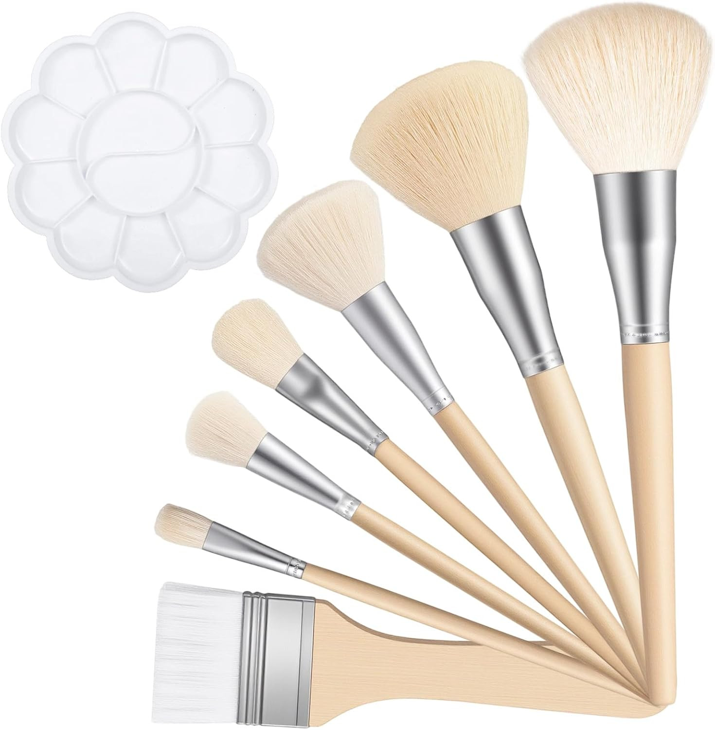 Gilding Brush Set, 7 Pcs Goat Hair Blend Mop Brush Set with Color Palette for…
