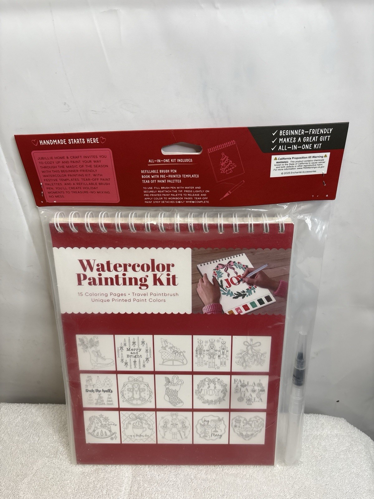 Jubillie Home & Craft Watercolor Painting Kit 15 Coloring Pages Paintbrush/Palet