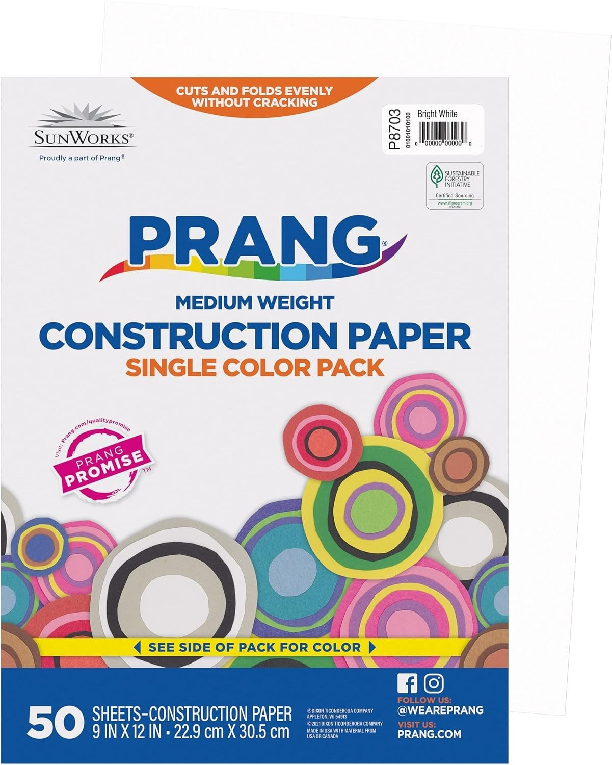 Formerly Construction Paper, Bright White, 9″ x 12″, 50 Sheets