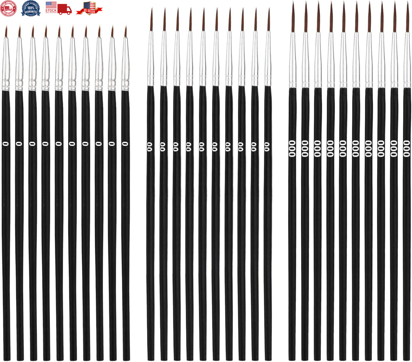 30Pcs Detail Paint Brushes, Fine Tip Paint Brush with 3 Sizes #0#00#000 Mini Tin
