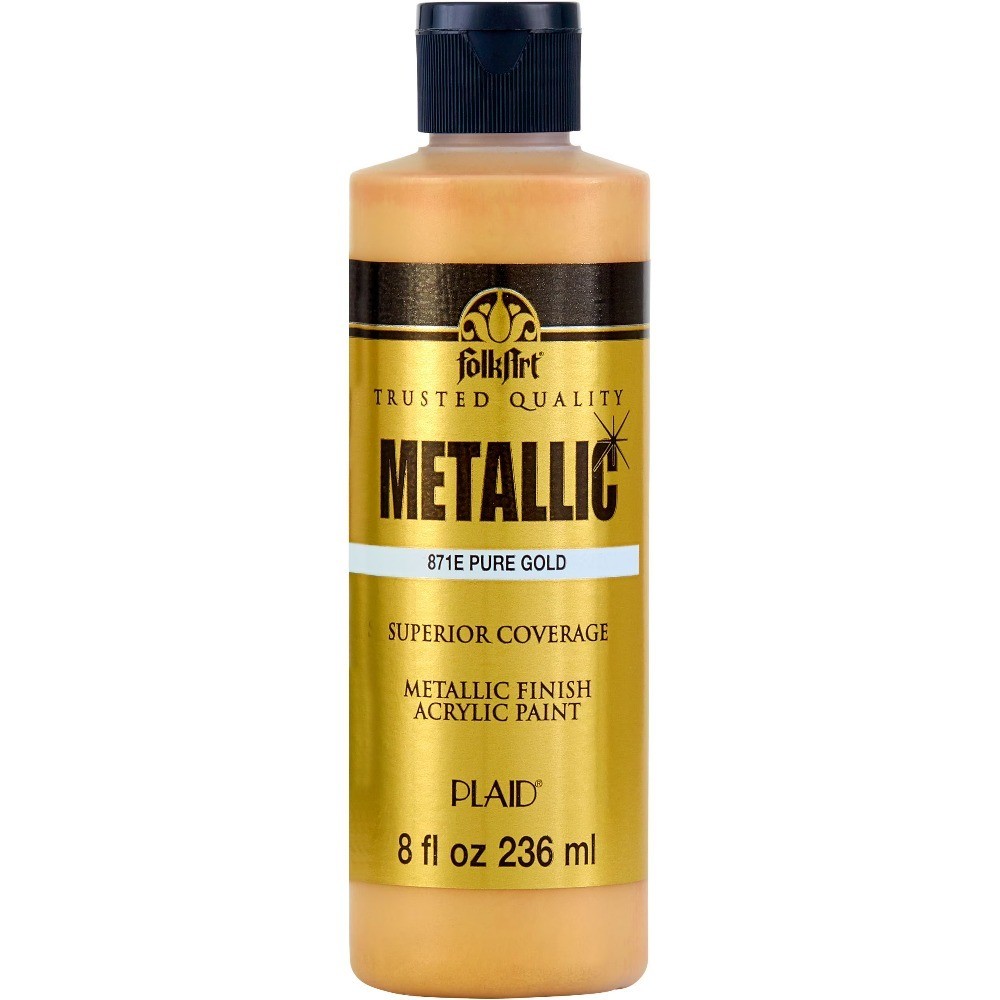 Metallic Acrylic Craft Paint Pure Gold Metallic Finish 8 Fluid Ounces