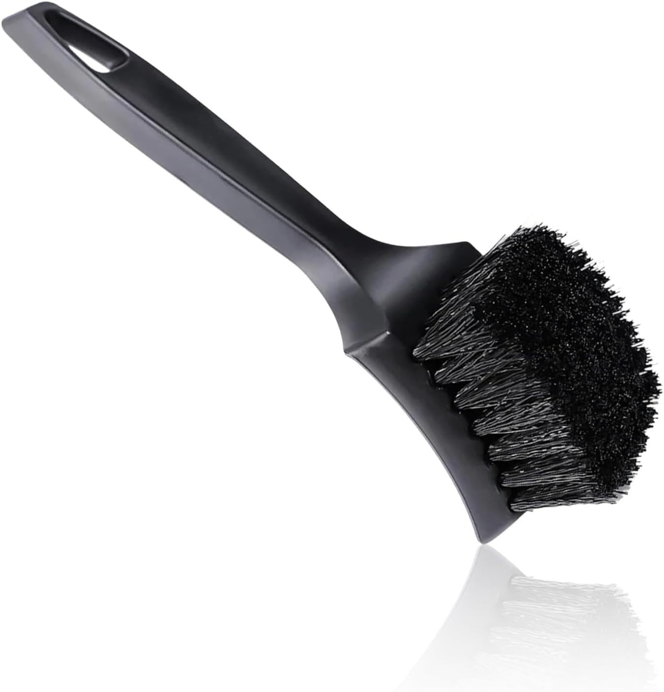 Car Wheel Brush, Stiff Bristle Short Handle Scrub Tire & Wheel Rim Brush, Black