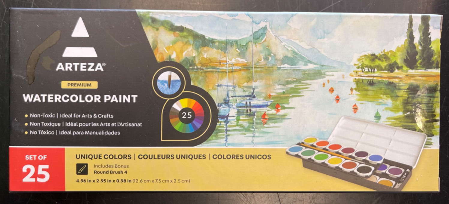 Watercolor Artist Paint, Opaque Colors in Pans – Set of 25