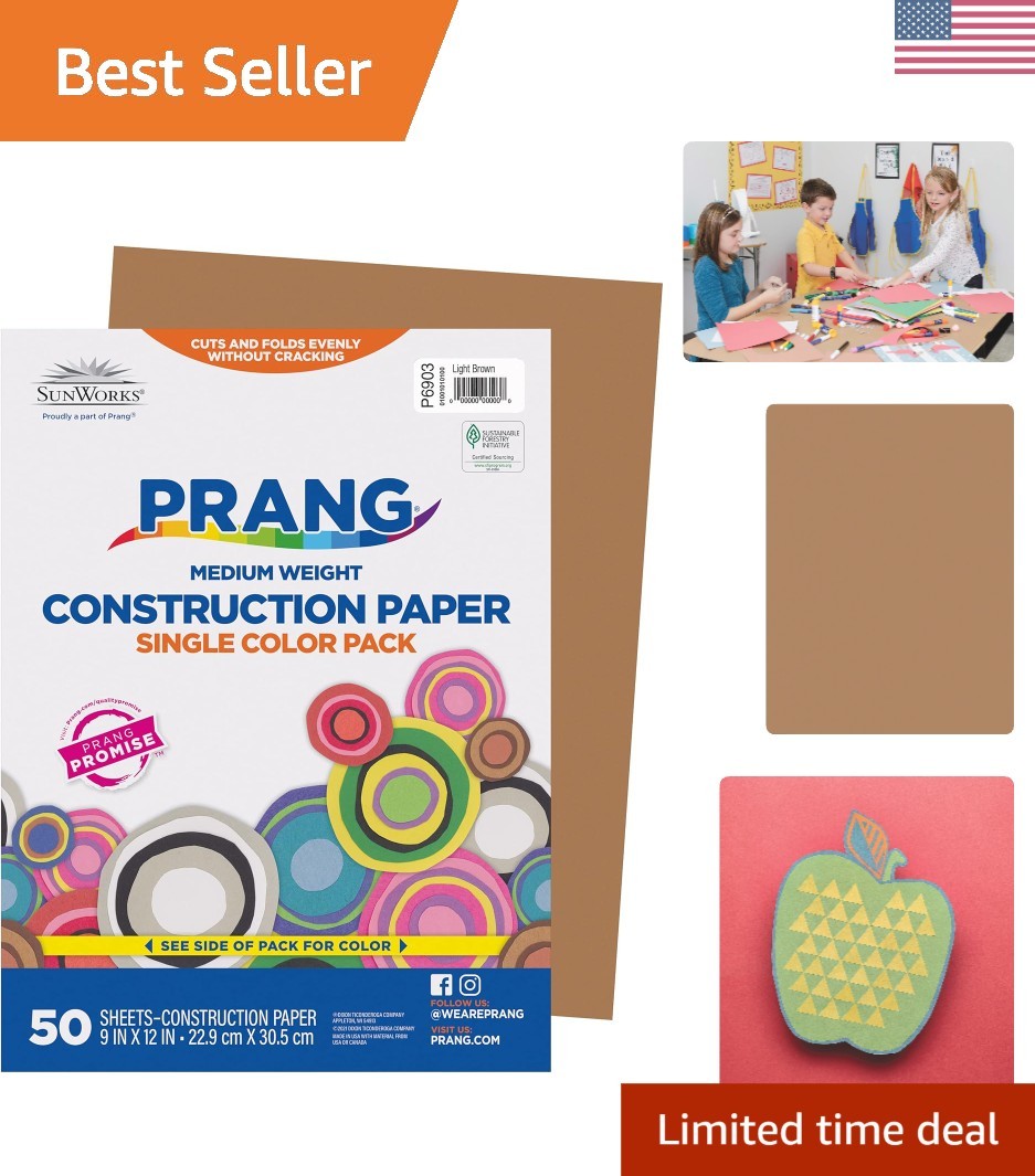 Light Brown Construction Paper, 50 Sheets, 9″ x 12″ for School Projects