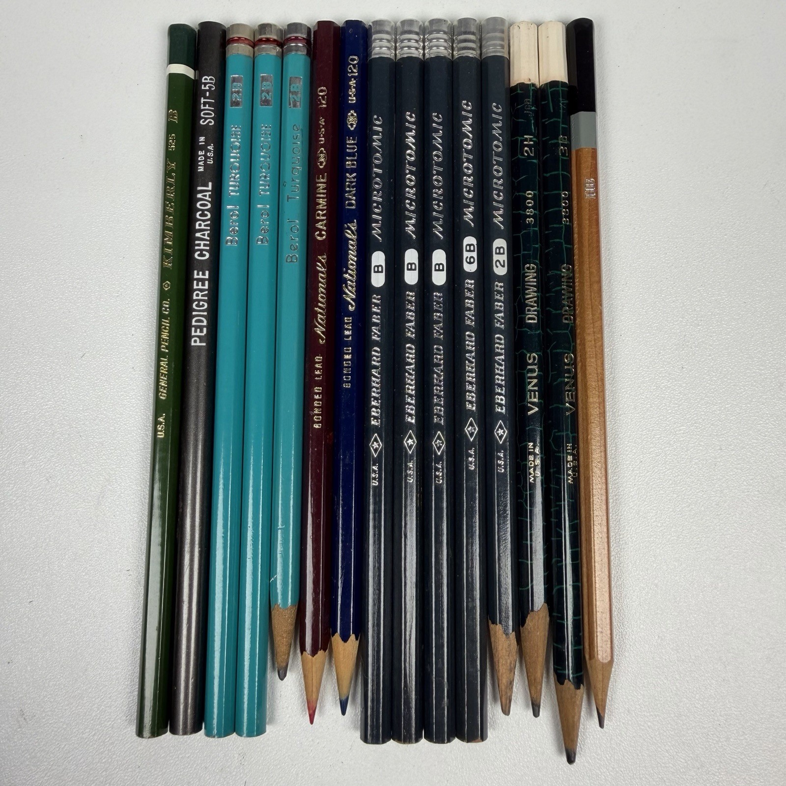 VTG Lot Drawing Pencils Eberhard Faber Microtomic Berol Turquoise Venus Pedigree