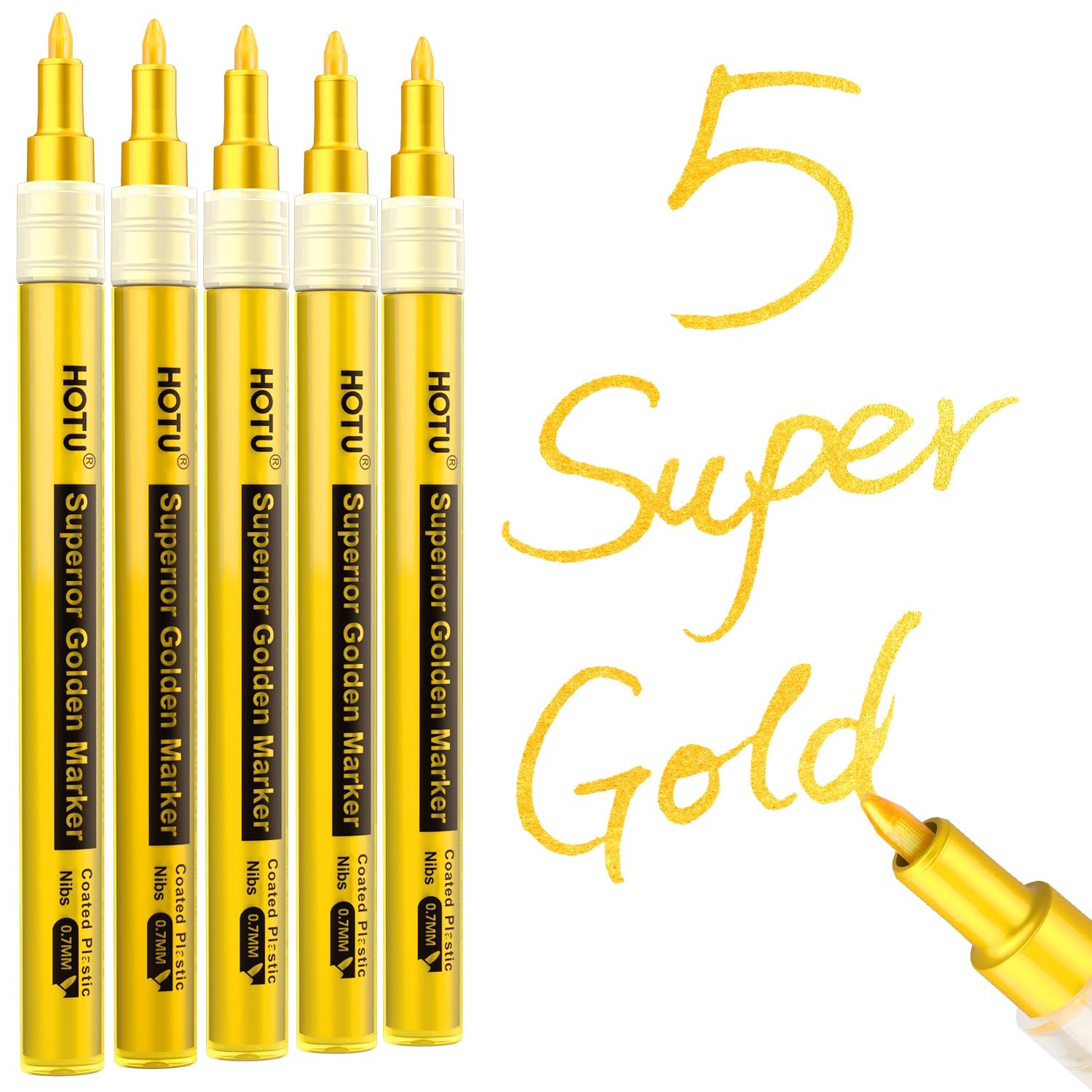 HOTU 5 Pack Super Gold Paint Markers – 5 Count (Pack of 1),