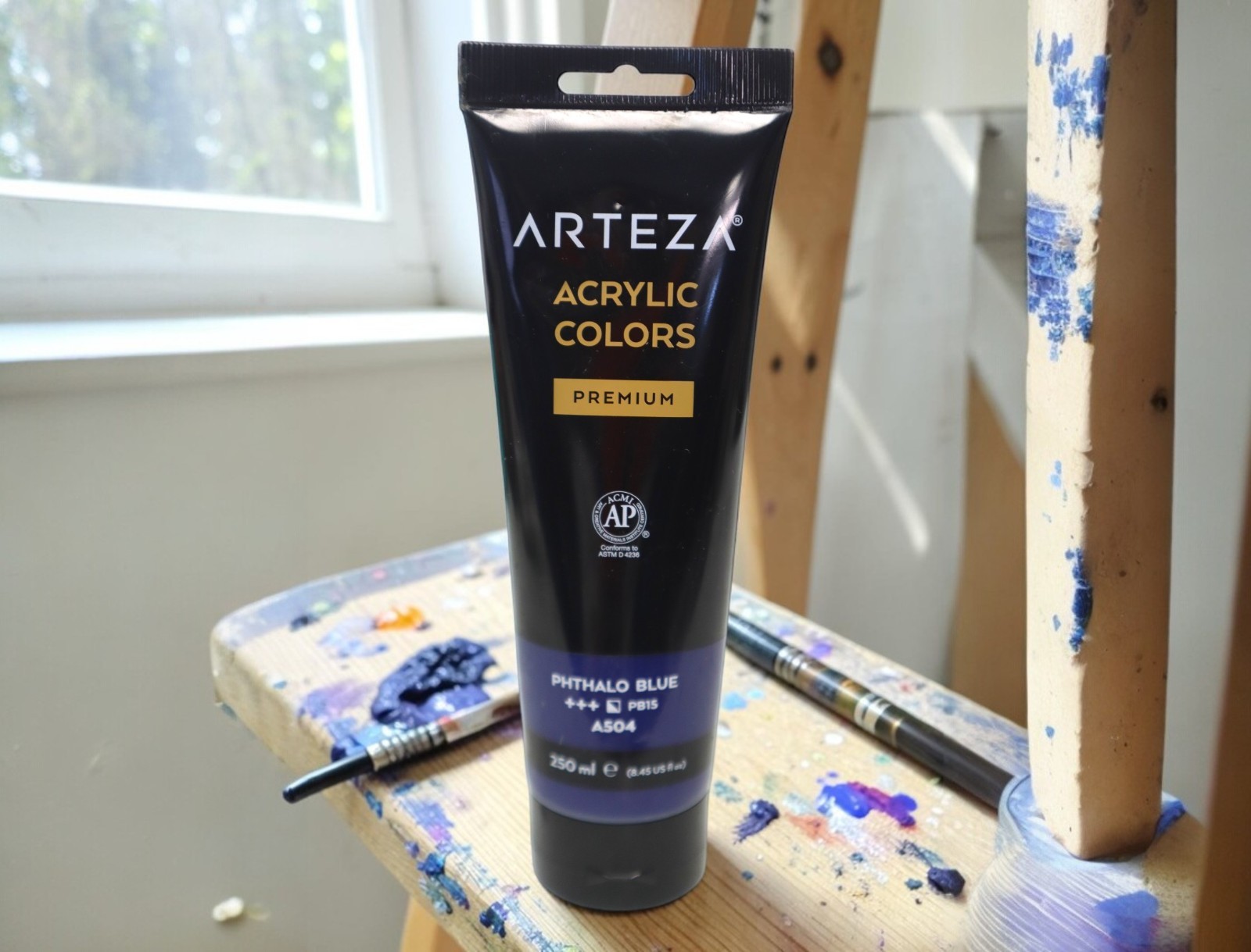 ARTEZA Acrylic Paint, Phthalo Blue Color 8.45 oz/250 ml Tube A504