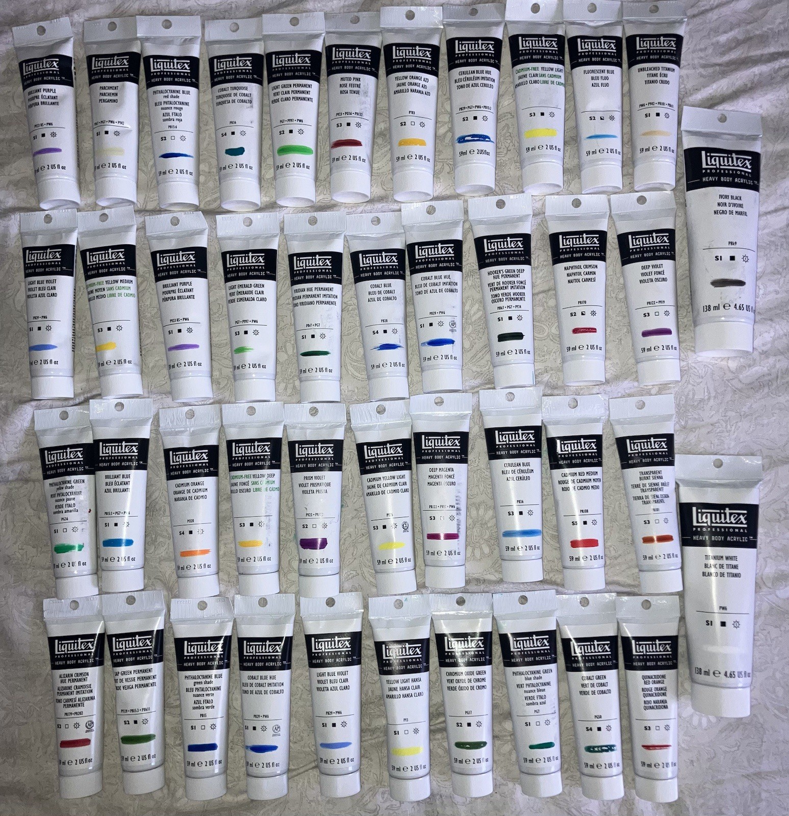 Liquitex Professional Heavy Body Acrylic 59ml + 138ml Paint Tubes-Lot of 43- New