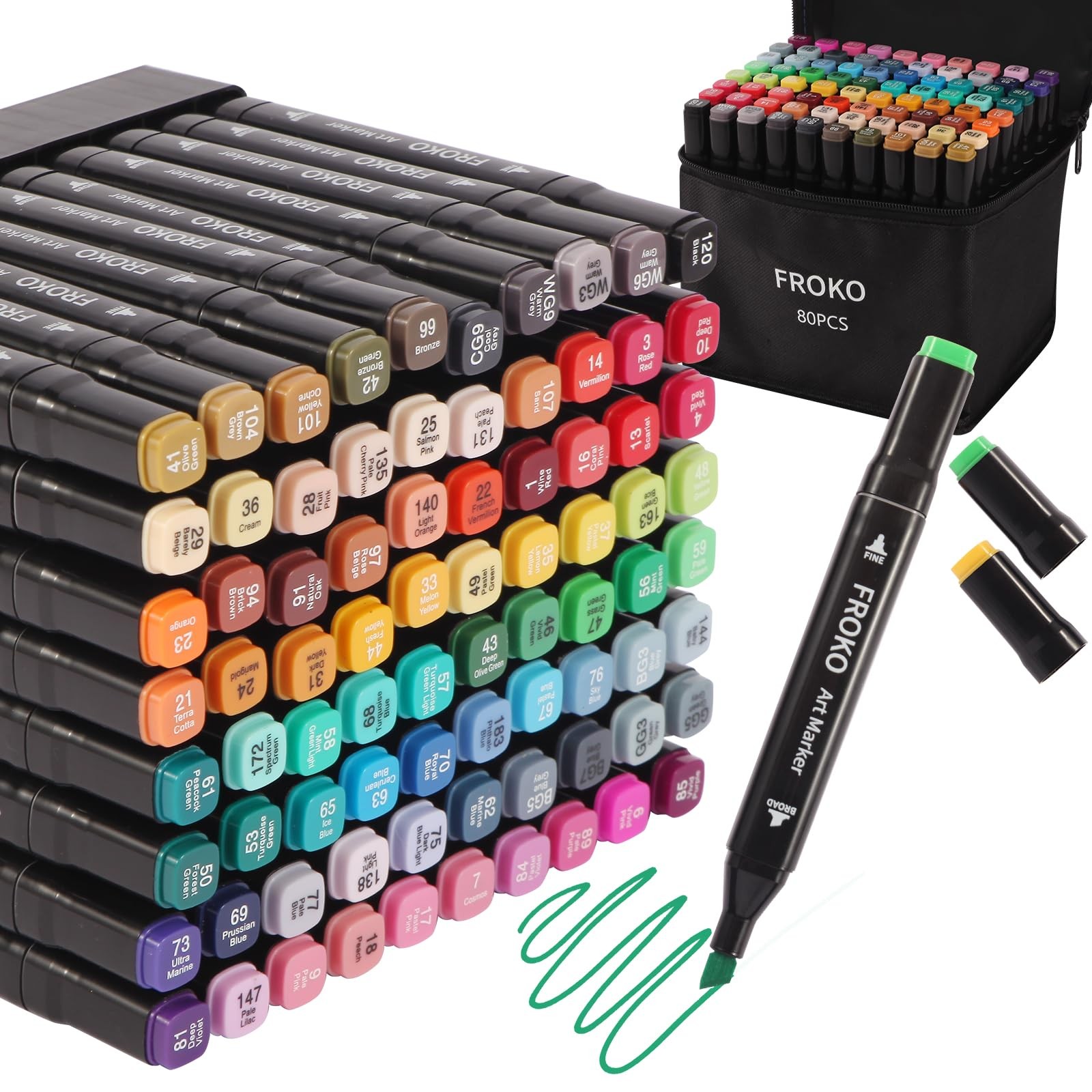 Alcohol Markers, 80 Colors Dual Tip Art Marker,Coloring Marker, markers for a…