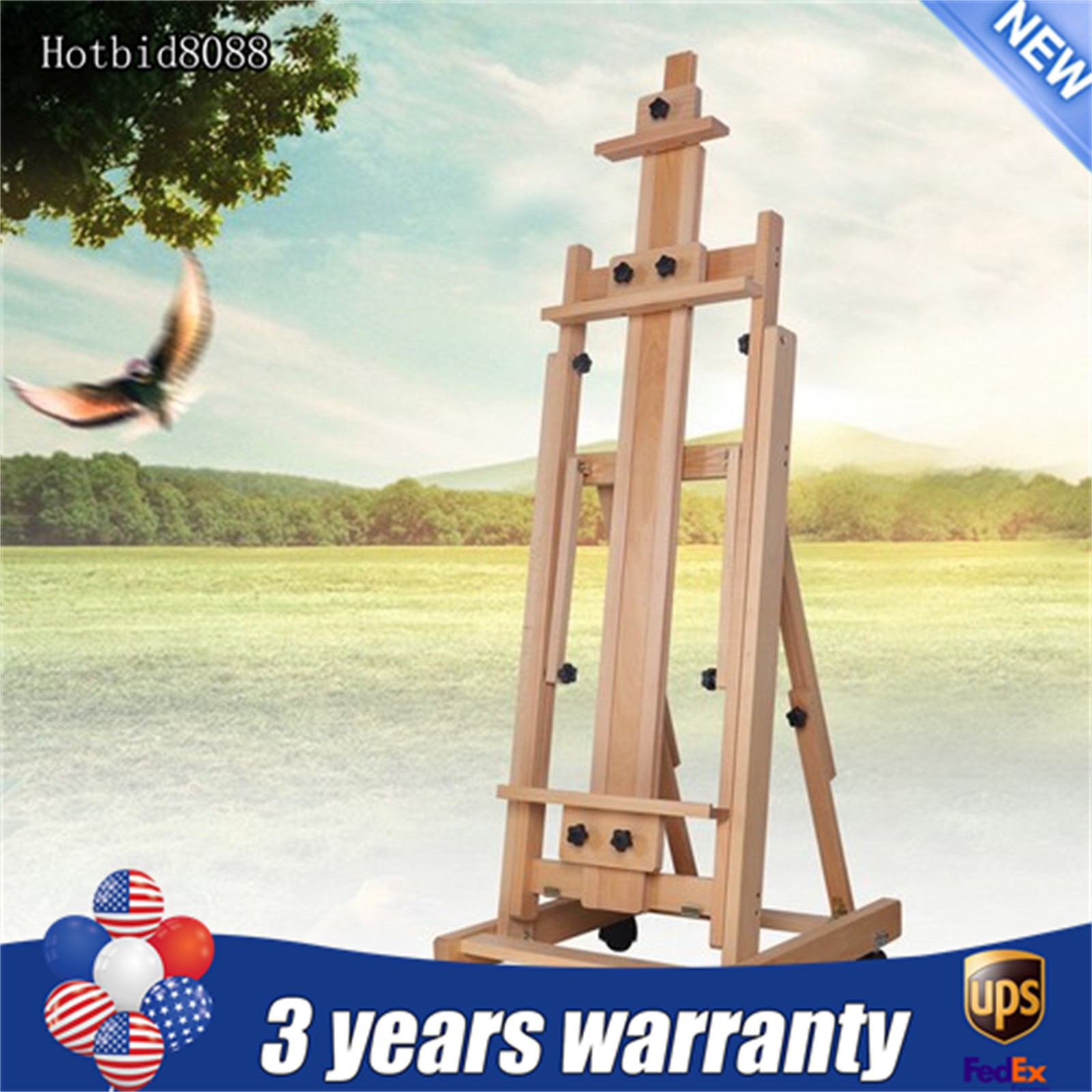 Large Heavy-Duty Studio Artist Easel H-Frame Wood Painting Art Easel Standing