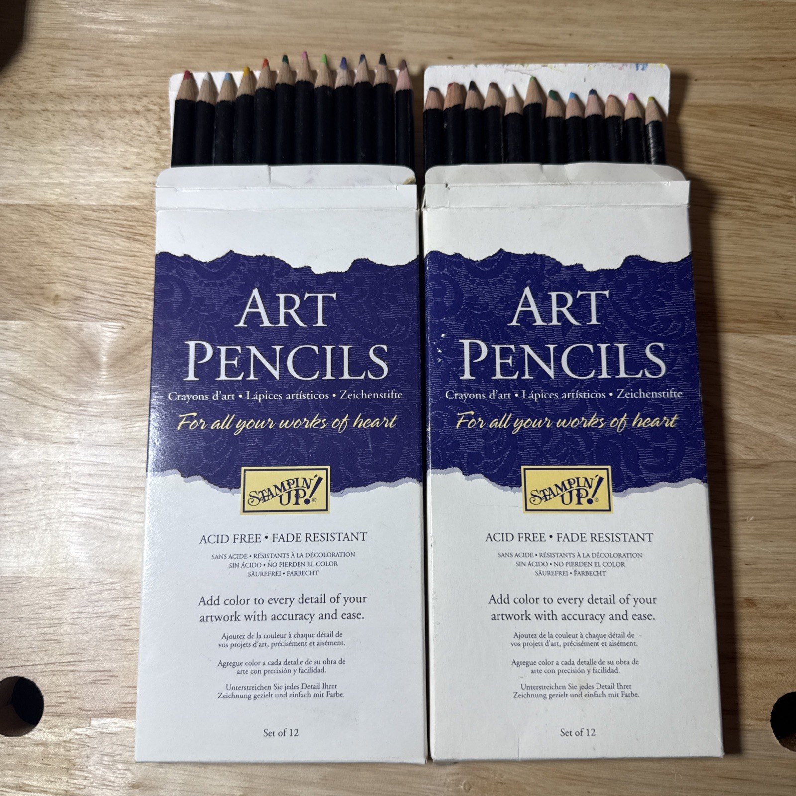 Stampin’ Up Art Pencils / 2 PC LOT / 24 Total Pencils / ACID FREE FADE RESISTANT