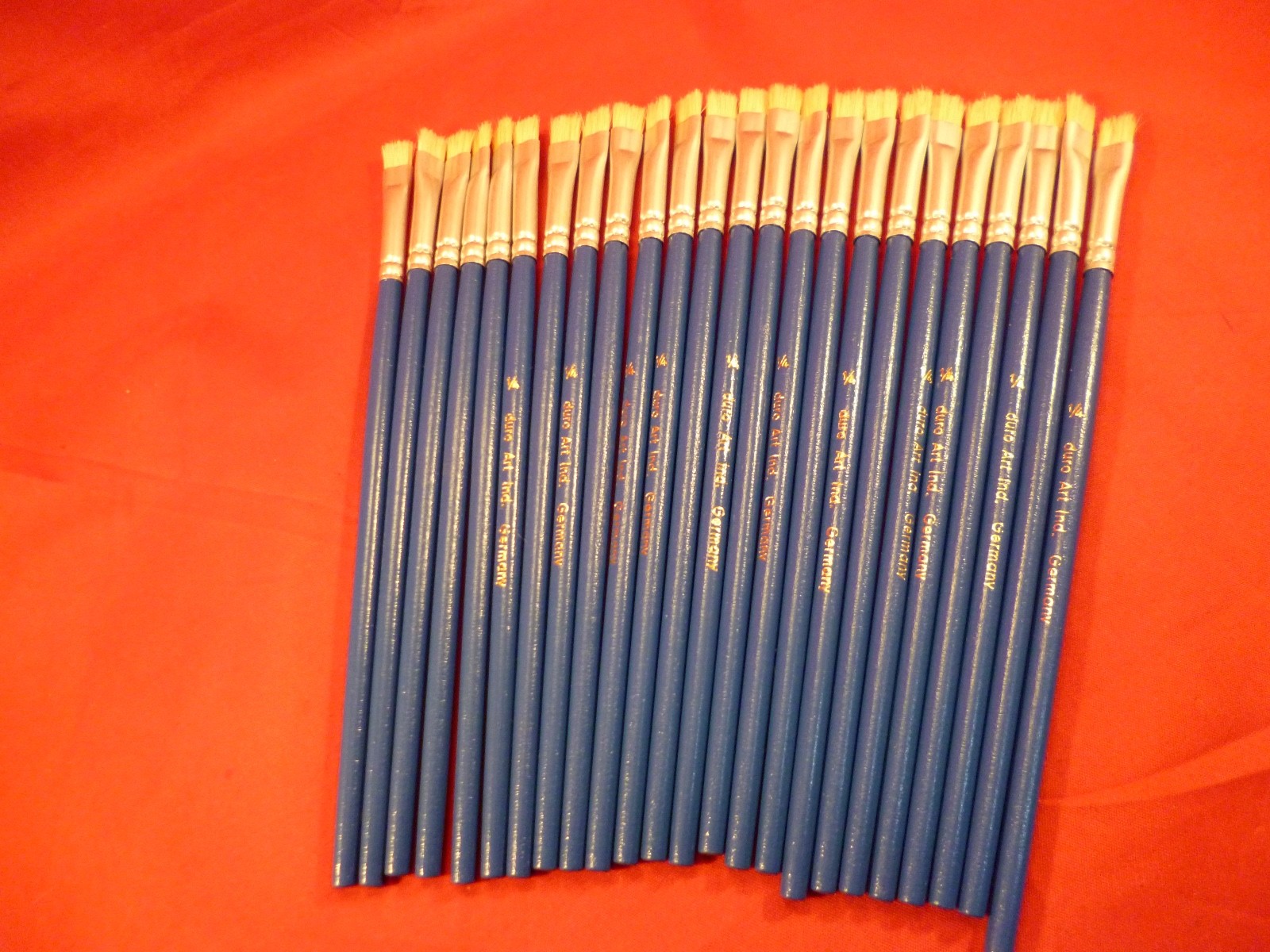 24 pcs. 1/4″ WIDE STUBBY PAINT BRUSH GLUE? HOG? BRISTLE DURO-ART GERMANY 6″ LONG