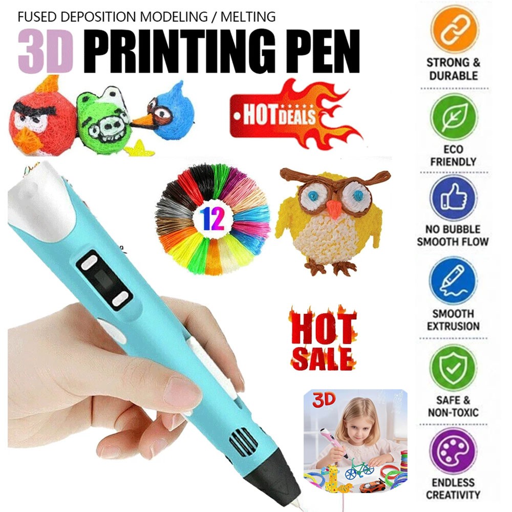 3D Printing Pen DIY Crafting Doodle Drawing Kids Educational Toy & PCL Filaments