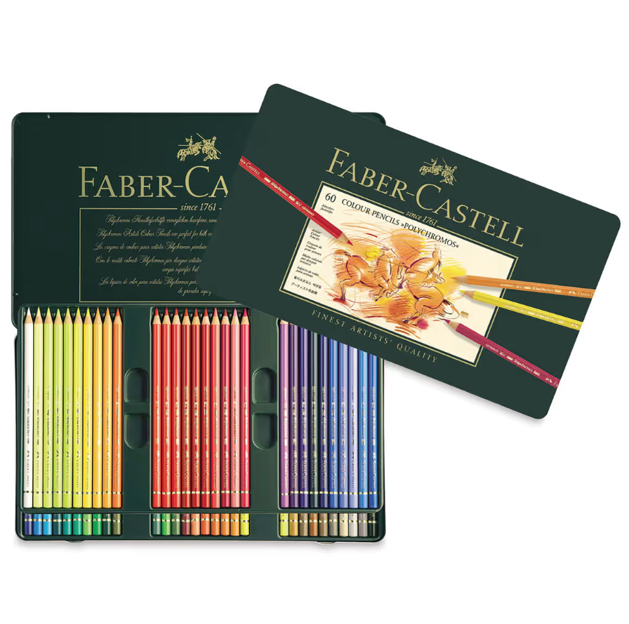 Set of 60, Faber-Castell Polychromos Pencil Set, Tin Box, Assorted Colors