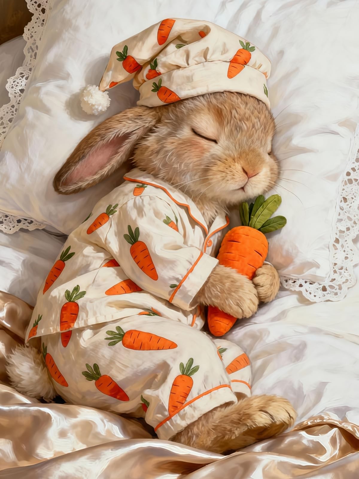 5D Diamond Painting Kits for Adults, Cute Sleeping Rabbit Full Round Drills Gem