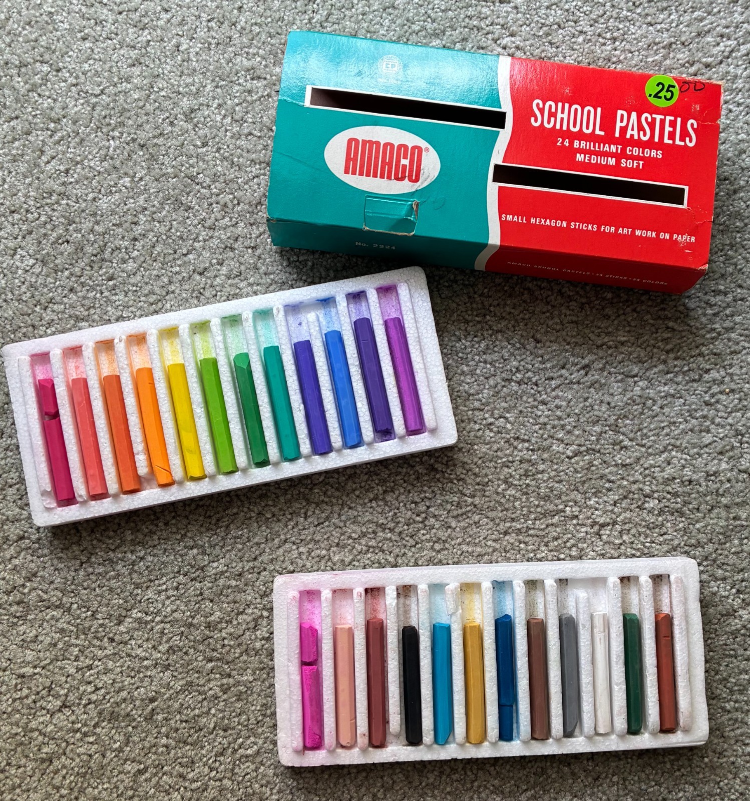 Vintage Amaco Colored School Pastels (24) American Art Clay Co USA Made