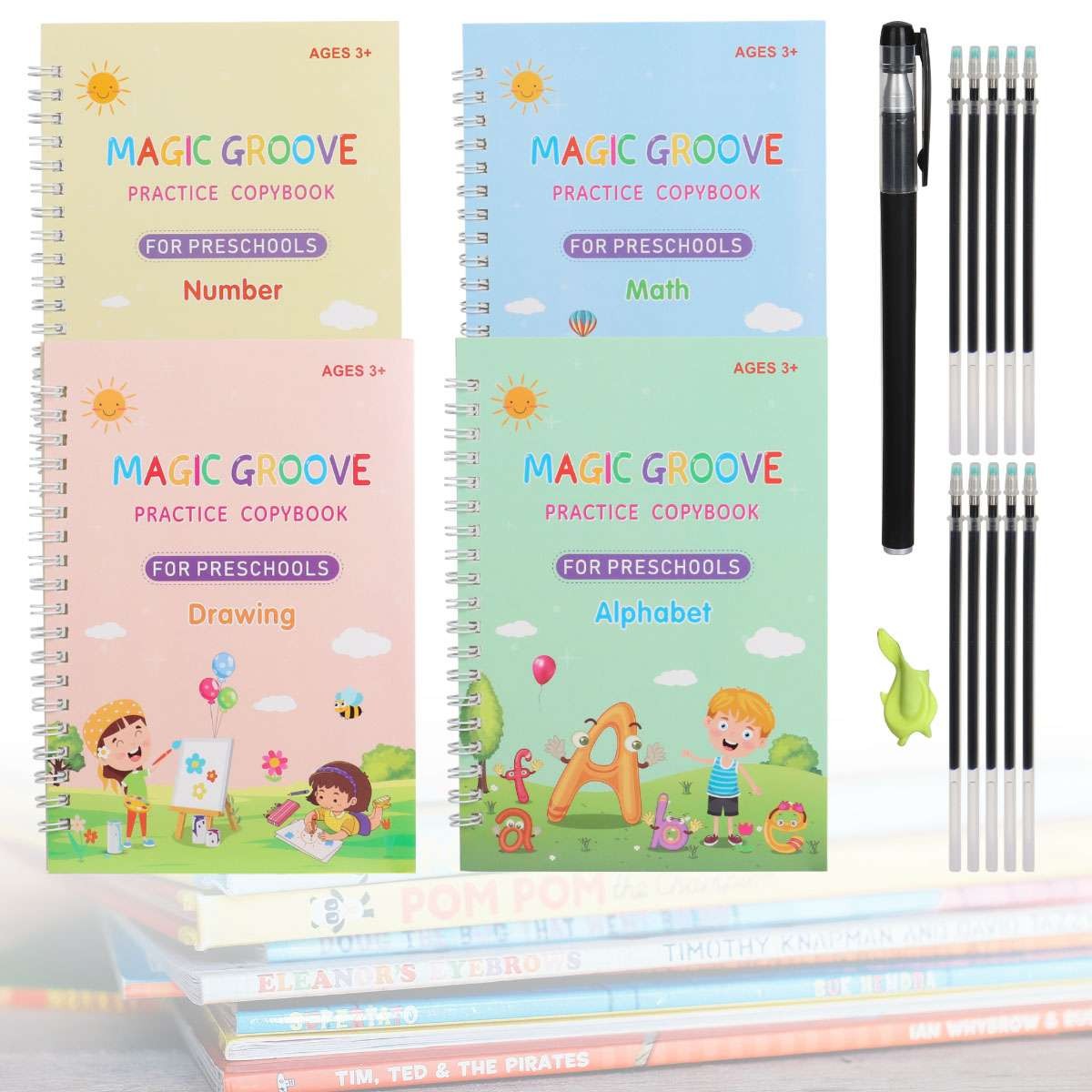 32Pcs Magic Practice Copybook Groove Children Reusable English Writing Book kids