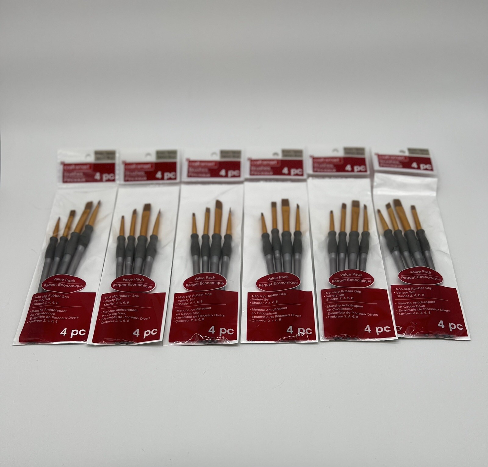 NEW Craft Smart Brown Taklon 6 Packs: 4 Count (24 Total) Variety Brushes