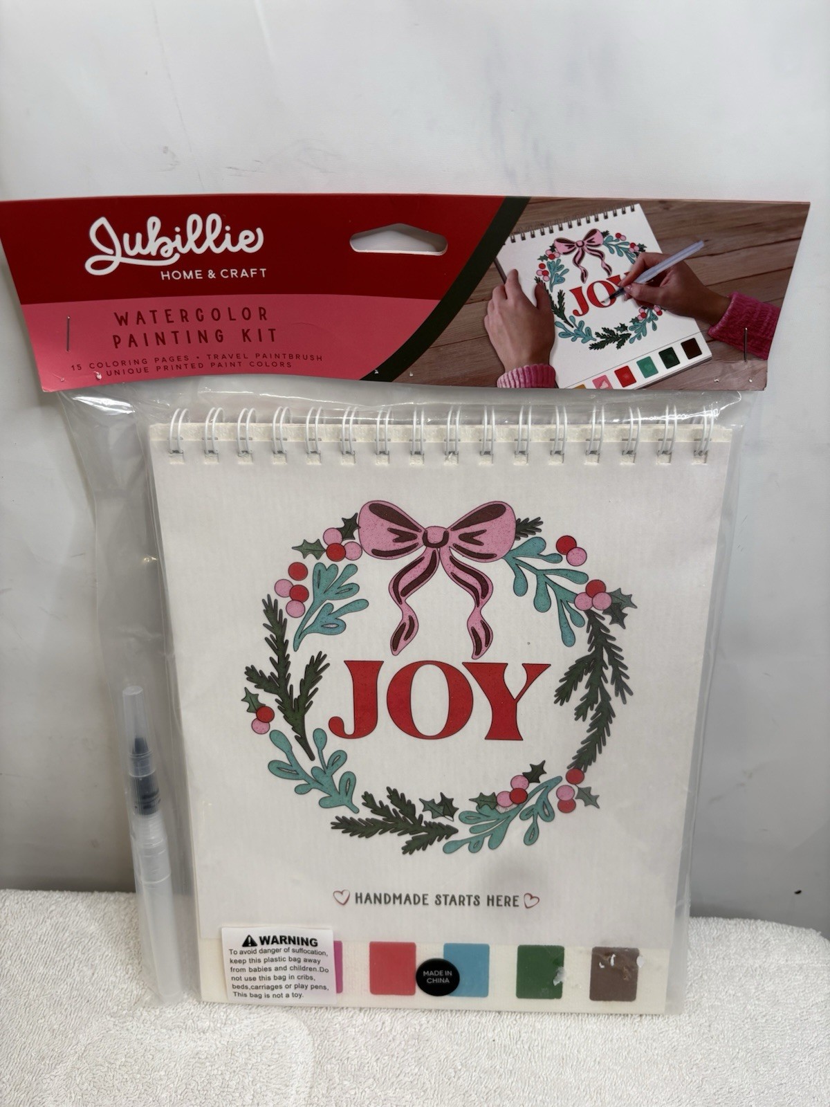 Jubillie Home & Craft Watercolor Painting Kit 15 Coloring Pages Paintbrush/Palet