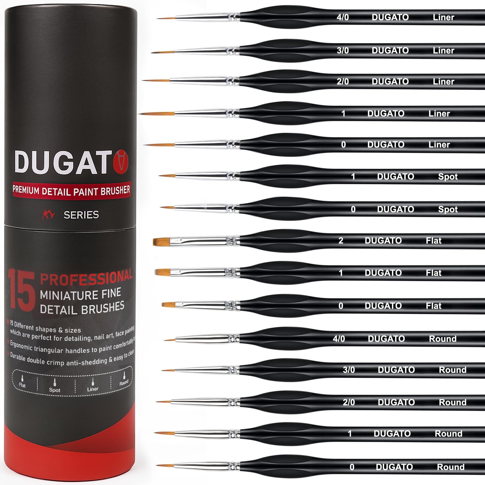 15 Fine Detail Brushes for Acrylic, Watercolor, Oil, Models & Warhammer Paints