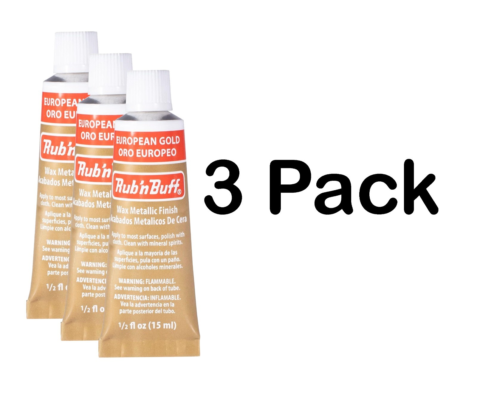 3x Pack – Amaco Rub ‘N Buff Wax Metallic Finish, European Gold, 0.5-Fluid Ounce