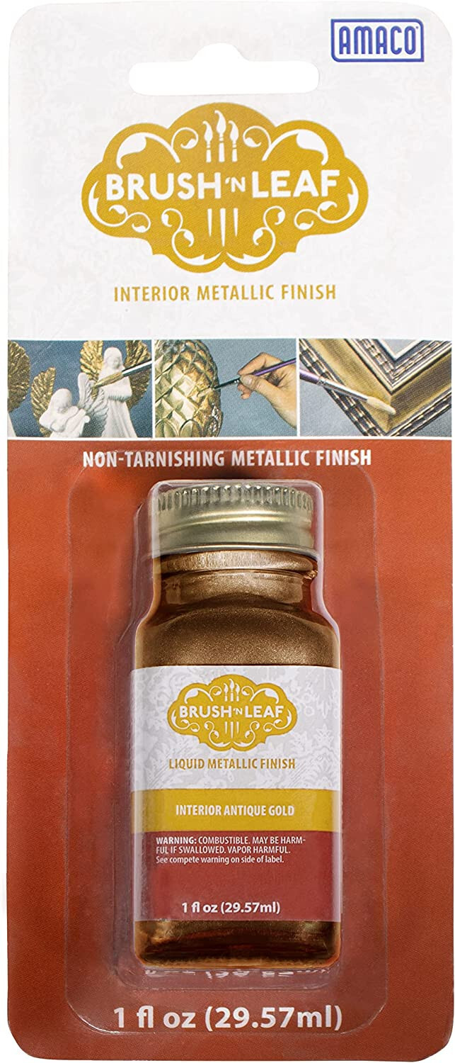 M00568 MOREZMORE Brush ‘n Leaf Metallic Paint Antique Gold Leaf 76631L