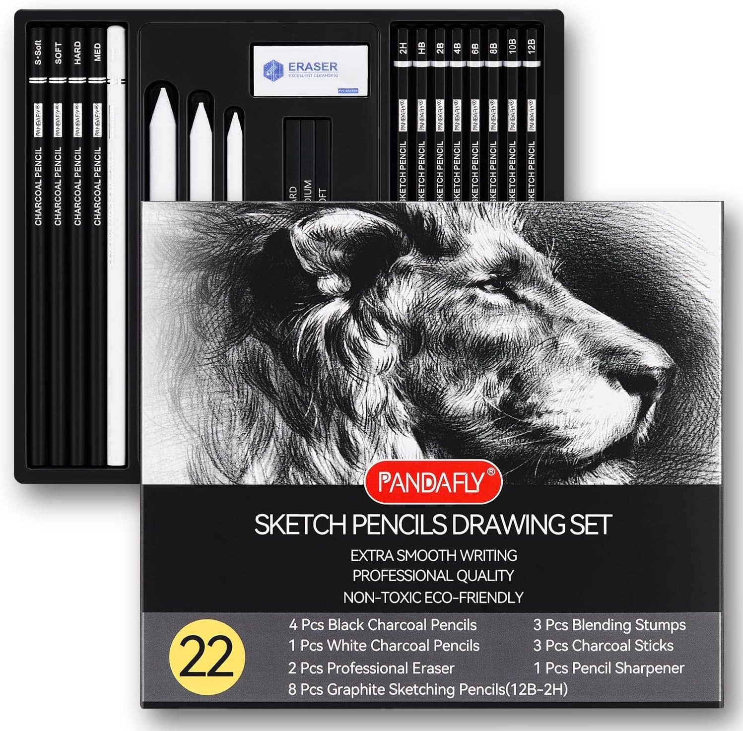 Drawing Sketching Pencil Set 22 Piece Pro Art Pencil Kit Graphite Pencils 12B