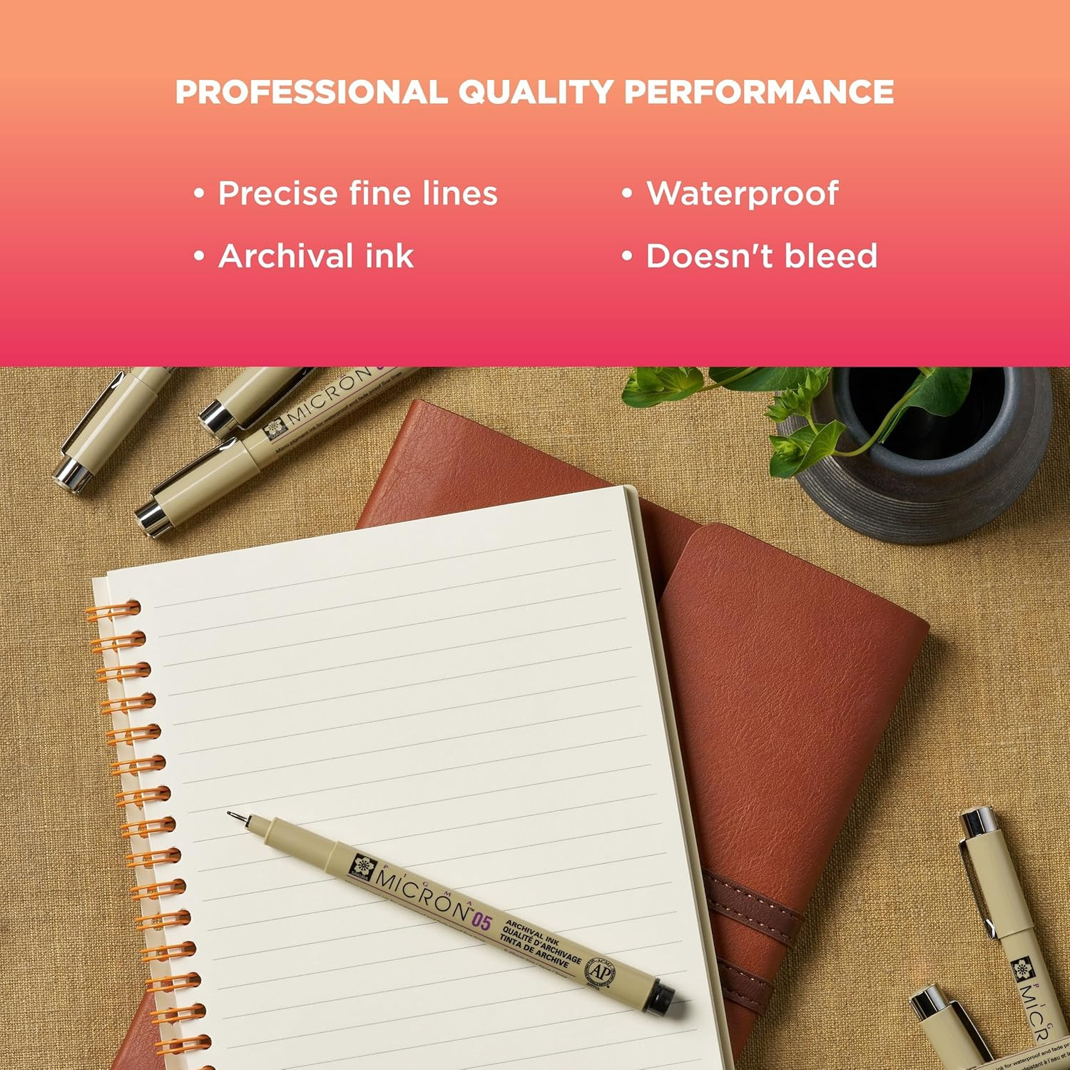 Pigma Micron Fineliner Pens – Archival Black Ink Pens – Pens for Writing, Dra…