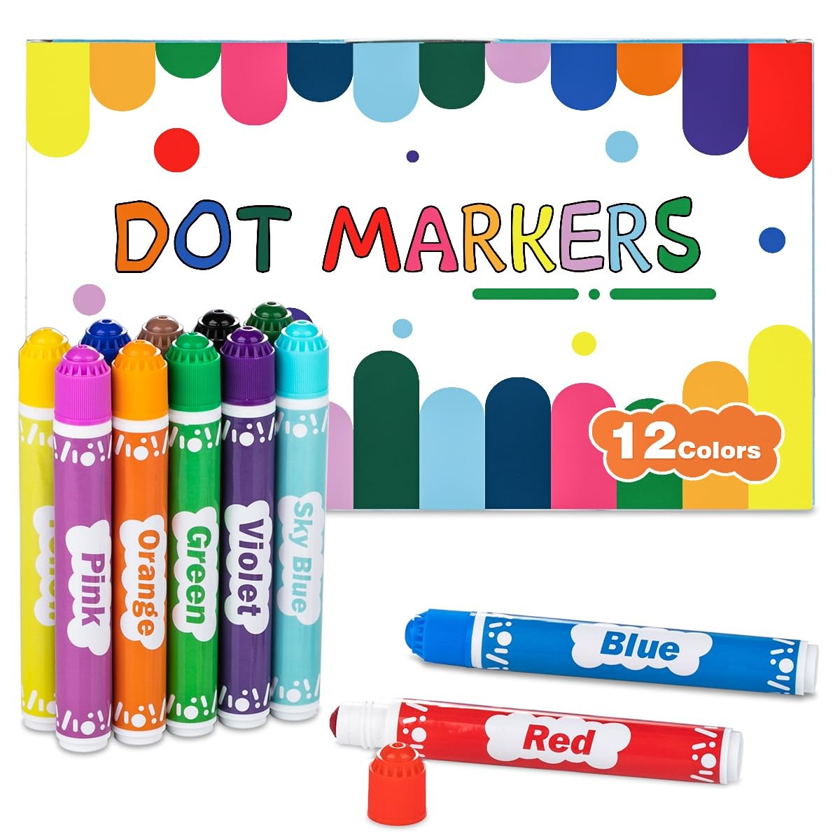 Dot Markers for Kids, 12-Color Bingo Daubers, Washable Bingo Markers for Kids…
