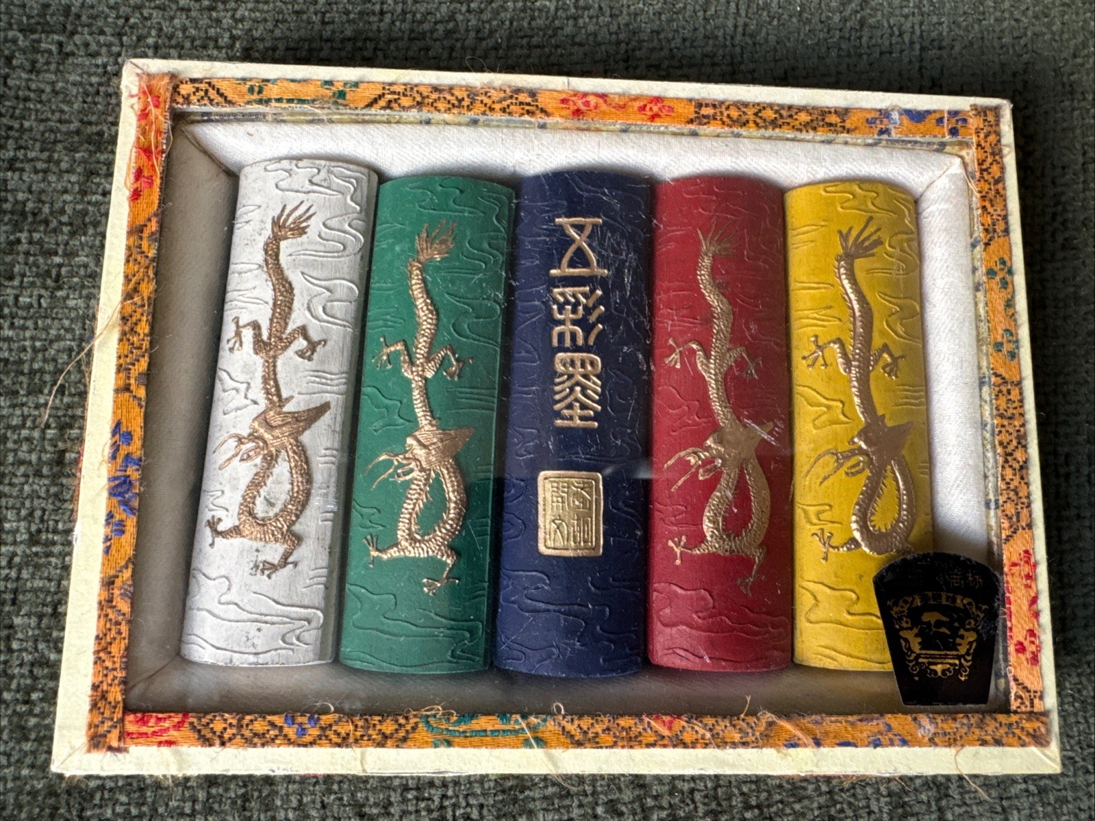 Vintage Set of 5 Colourful Ink Sticks/Ink Blocks , Chinese Calligraphy EM296