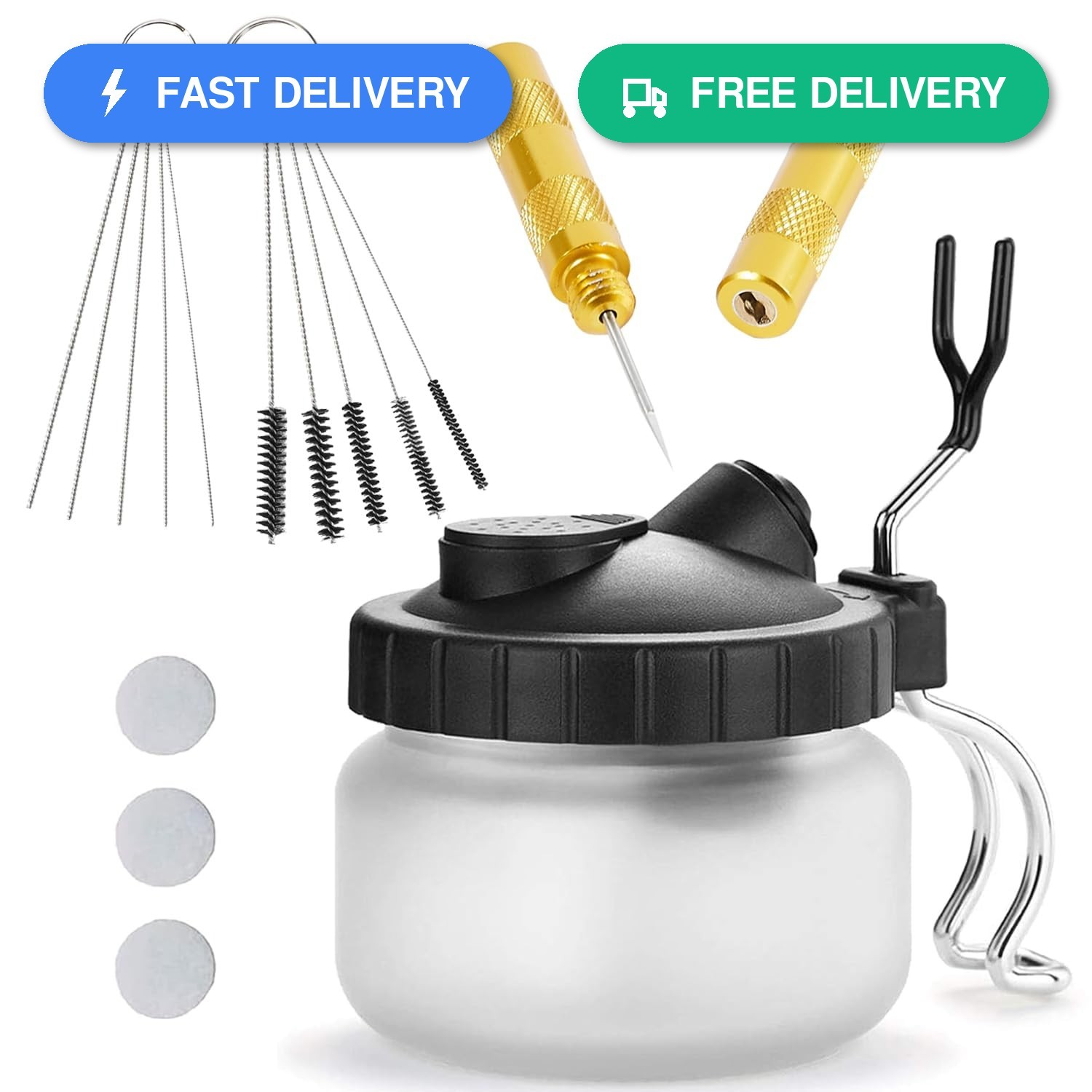 EBEST 4 SET Airbrush Cleaning Kit Repair Tools Needle Nozzle Brush Glass…