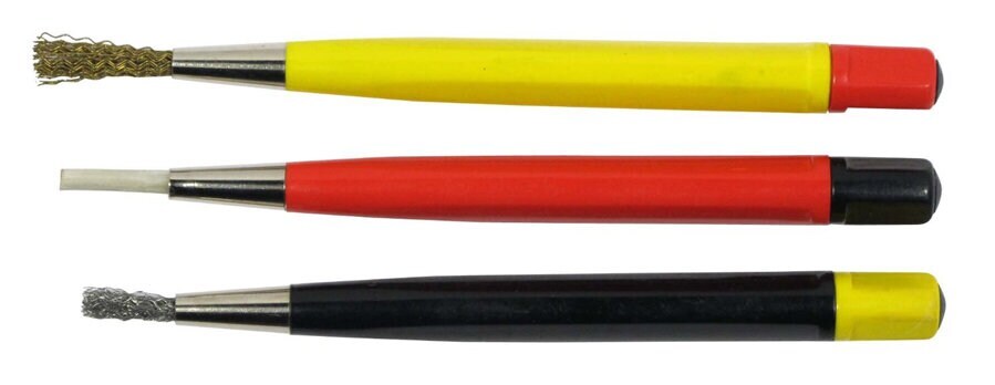 5″/3Pc Pen Type Scratch Brush Set With Metal Chuck