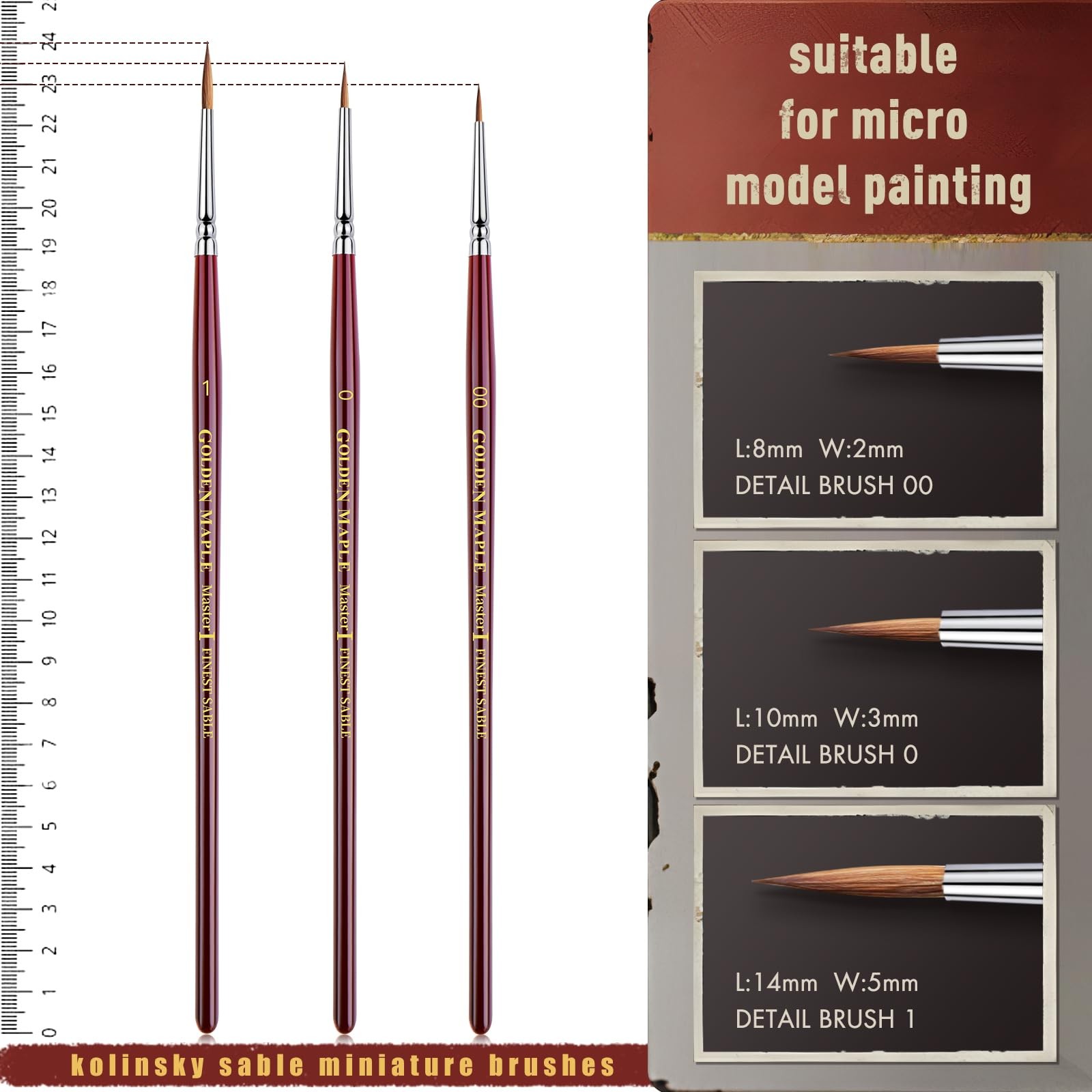 Kolinsky Sable Miniature Paint Brushes, Professional Fine Detail Paint Brushe…