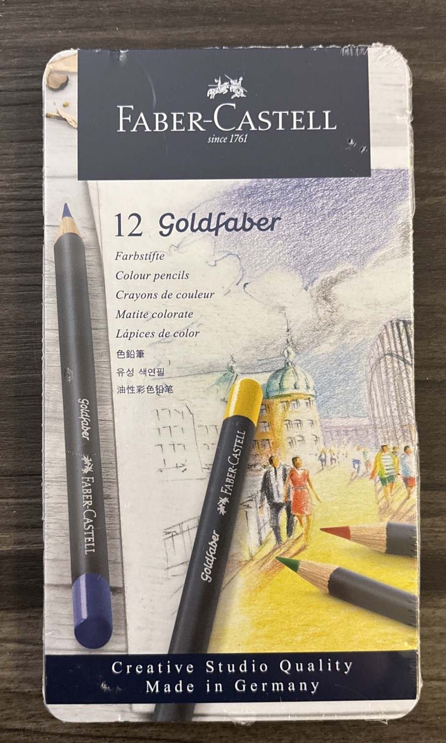 Faber-Castell Creative Studio Goldfaber Wood Cased Color Pencils – Tin of 12