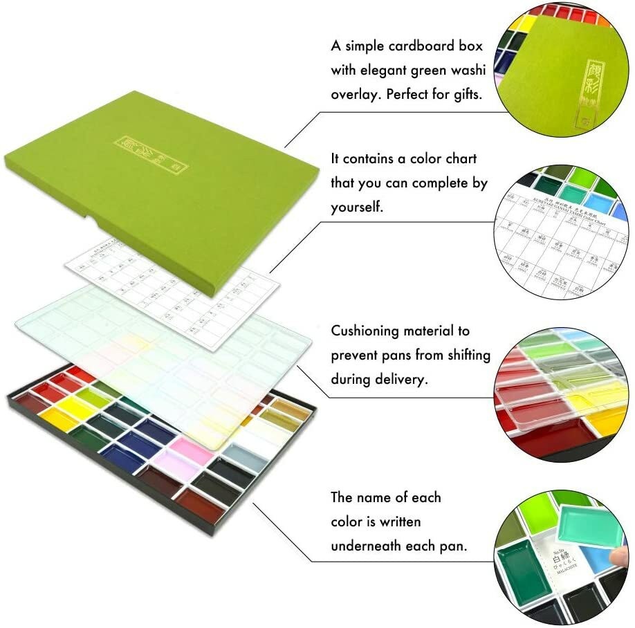 Kuretake Gansai Tambi 48 Colours Watercolor Paint Set Aussie Seller