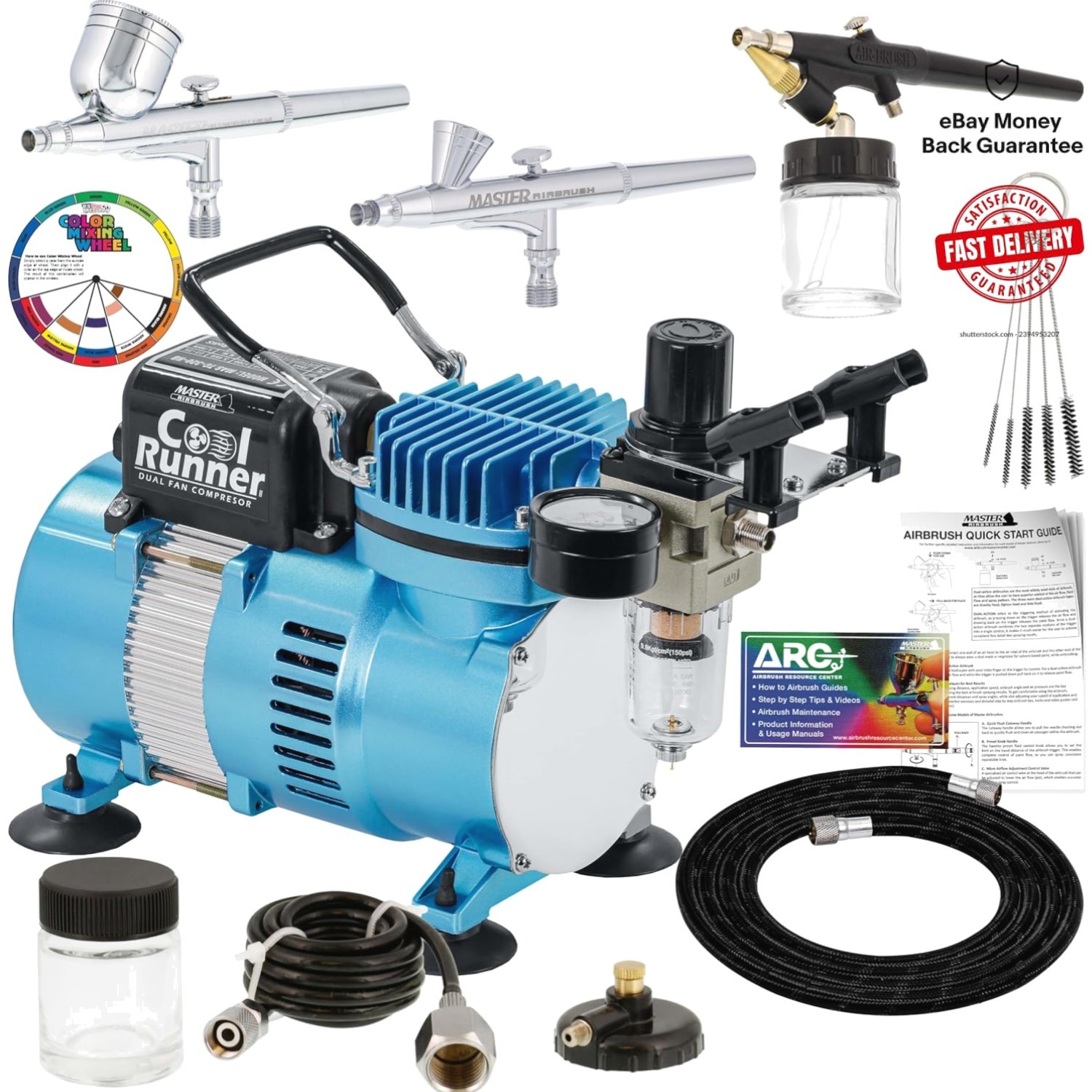All-in-One Cool Runner II Airbrush Kit with Cleaning Tools & How-To Guide
